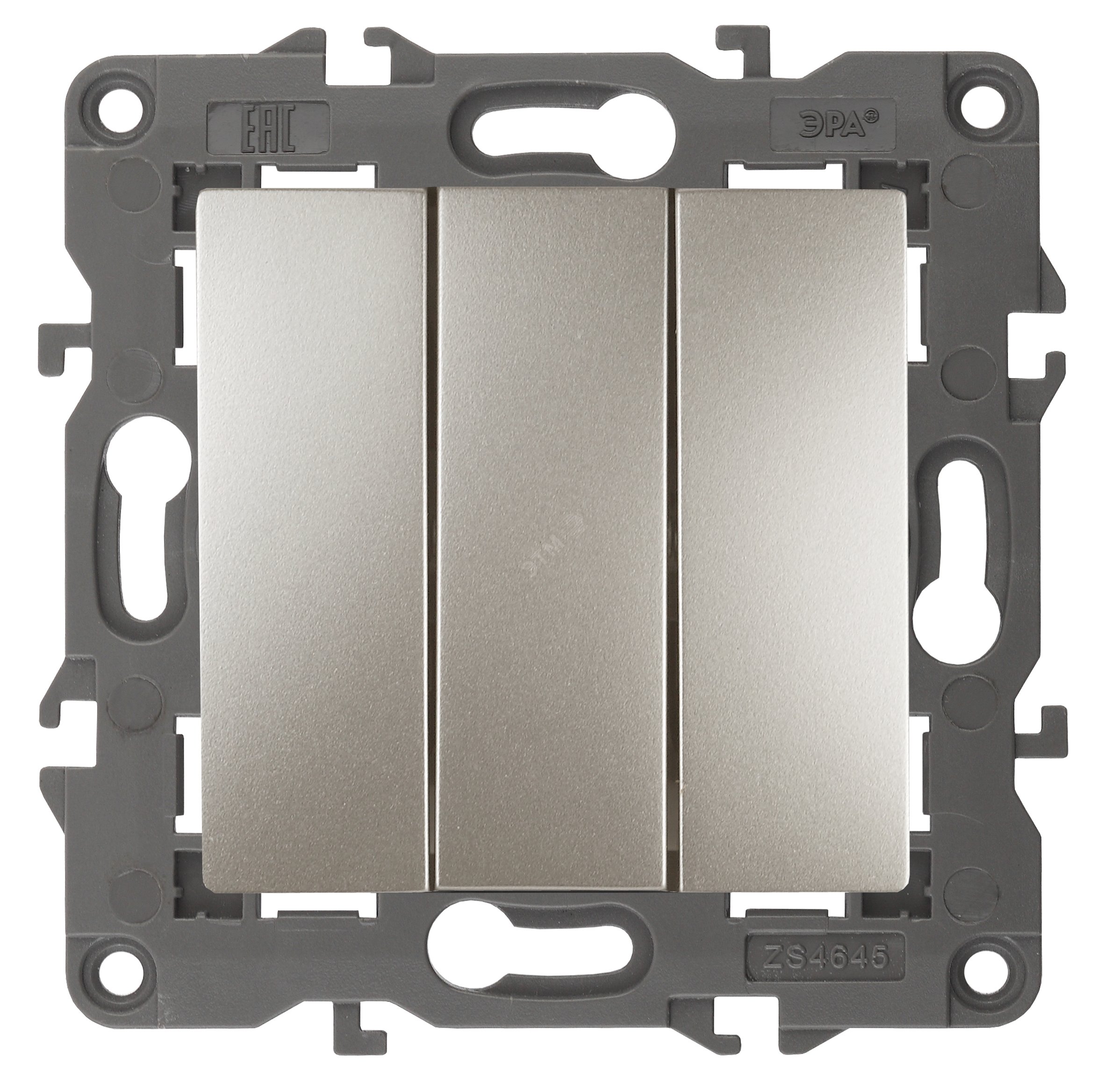 Изображение товара Выключатель трехклавишный ЭРА Elegance шампань 10А 250В IP20 с рамкой