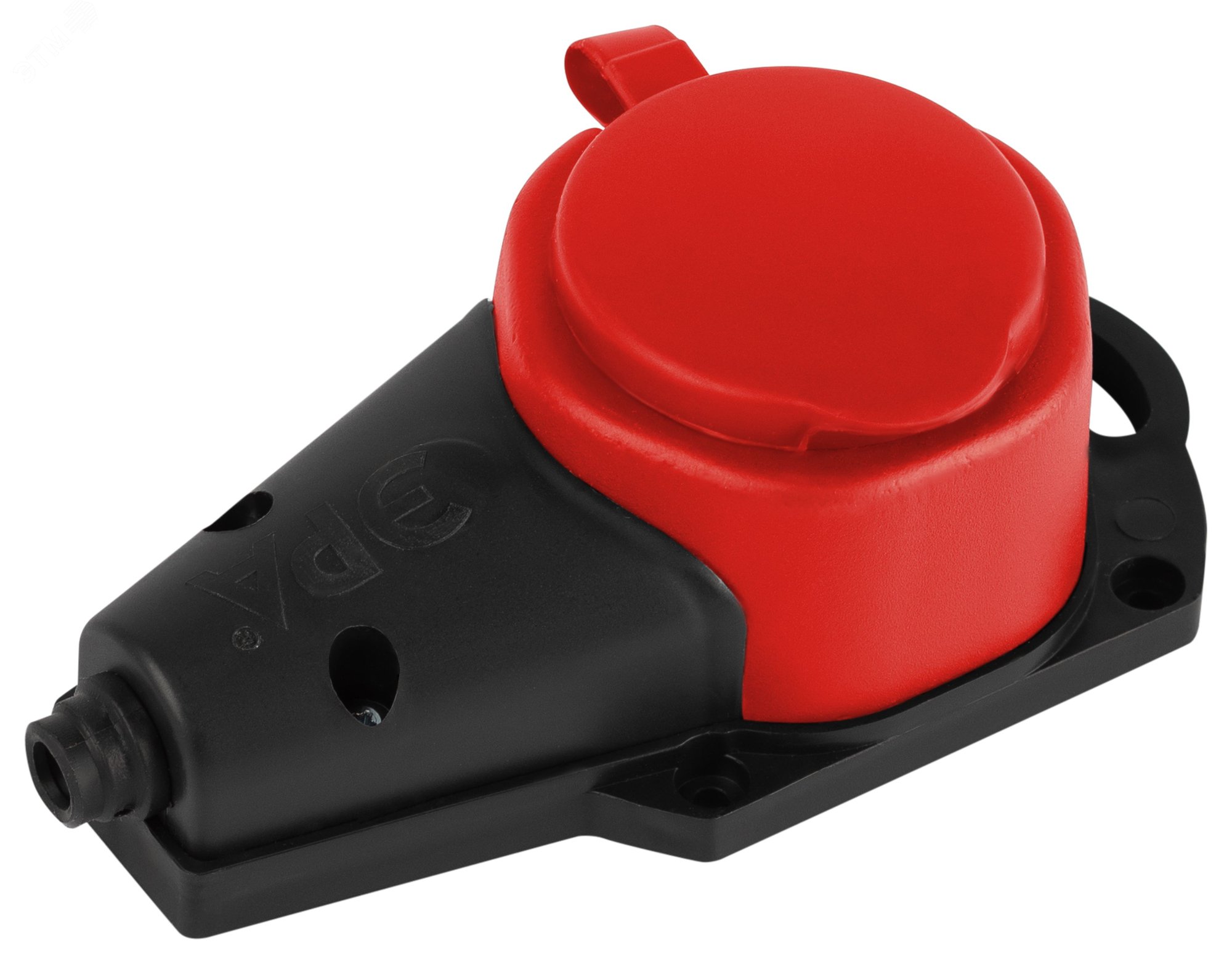 Изображение товара Колодка каучуковая с заземлением 1 розетка 16A IP44 красная ЭРА KX-1e-RED-IP44