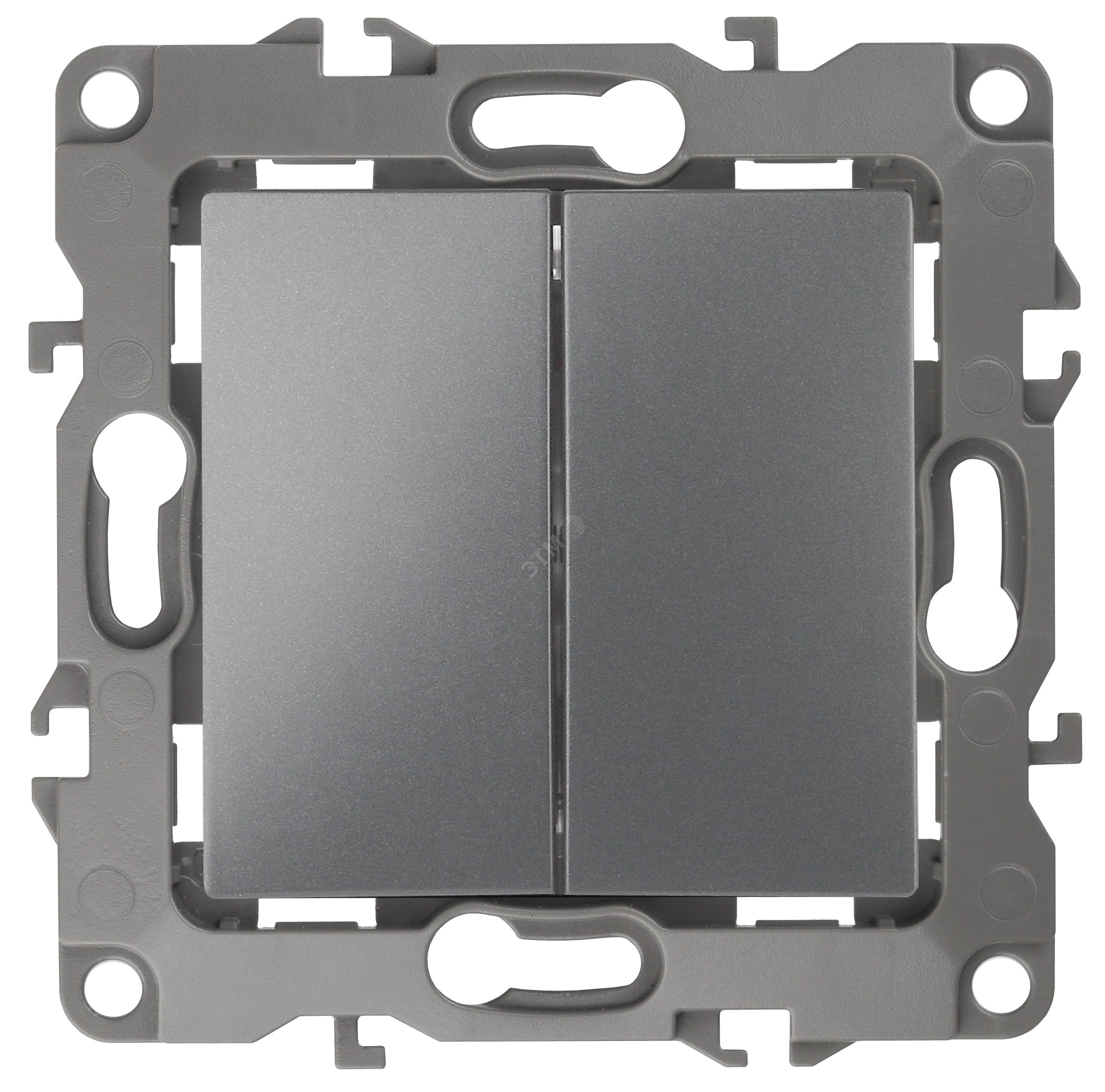 Изображение товара Выключатель двухклавишный скрытой установки Эра 12 графит 10А 250В