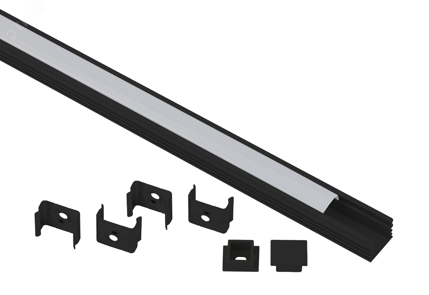 Изображение товара Комплект накладного профиля для светодиодных лент 1612B 16x12мм 2м черный