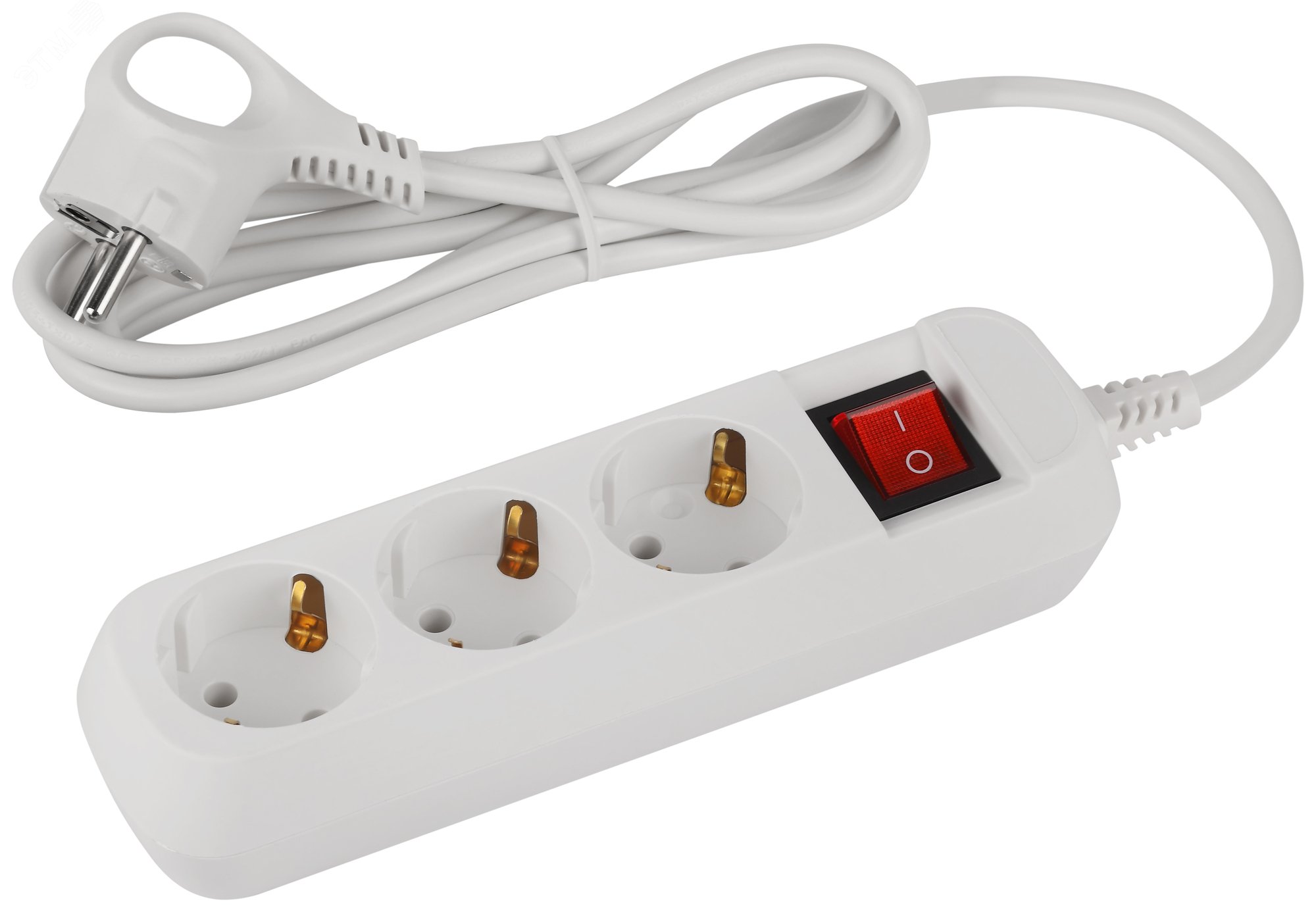 Изображение товара Удлинитель электрический 3 розетки с заземлением и выключателем 1,5м Greenline