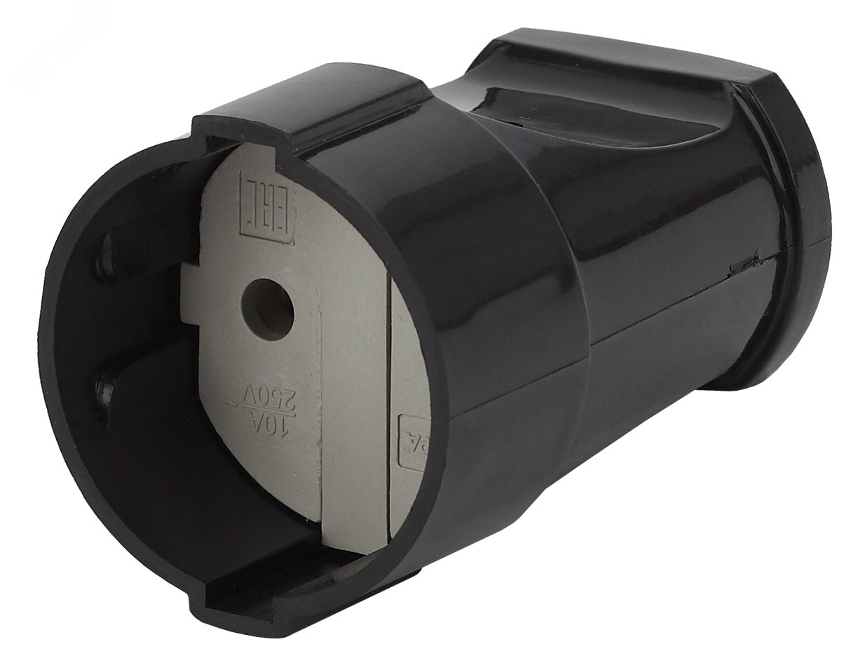 Изображение товара Розетка штепсельная ЭРА Rx1-B кабельная без заземления 10A черная