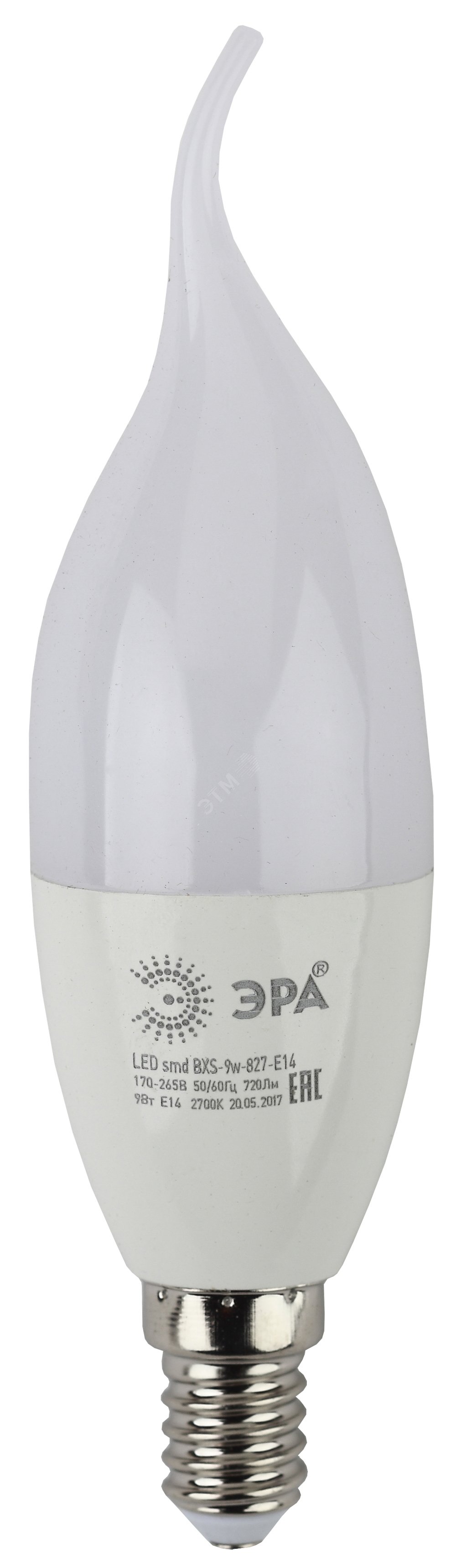 Лампа светодиодная LED 9 Вт 720 Лм 2700К свеча на ветру теплый E14 170-265В LED BXS-9W-827-E14 Standart