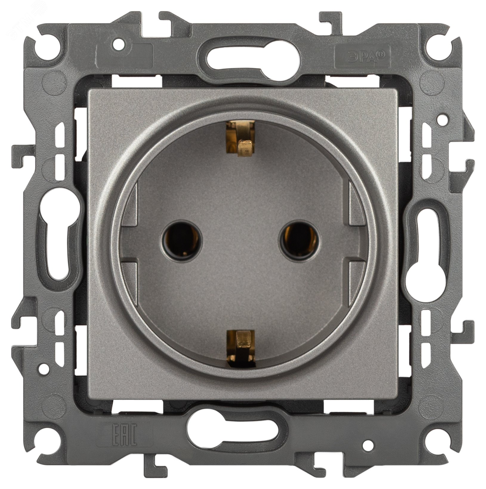 Изображение товара Розетка однофазная скрытая монтаж без шторок титан 16А IP20 Эра 12-2101-16