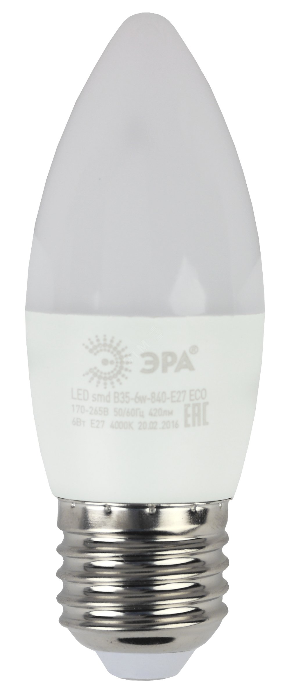 Изображение товара Лампа светодиодная LED 6 Вт 480Лм 2700К свеча теплый E27 220-240В ECO LED B35-6W-827-E27 Red Line (шт)