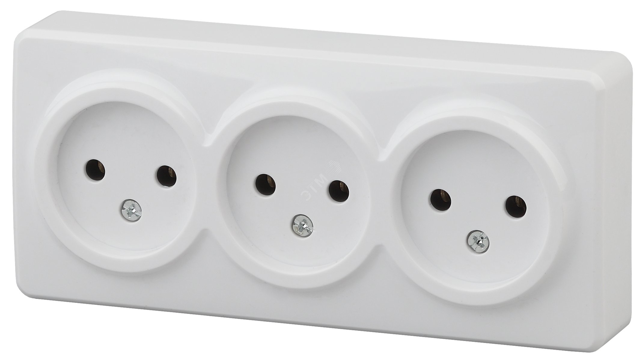 Изображение товара Розетка тройная наружная открытая установка белая 16А IP20 Эра Эксперт