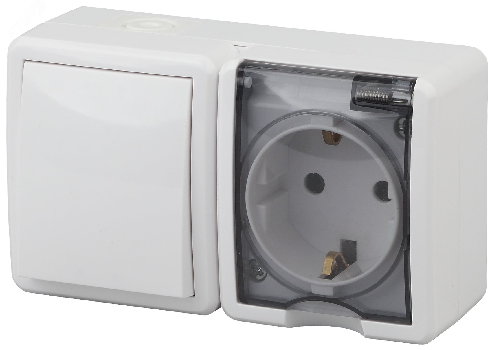 Изображение товара Блок розетка с выключателем IP54 16А 250В Эра Эксперт белый