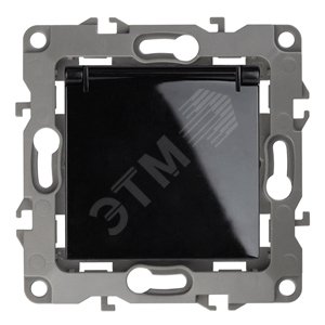 Изображение товара Розетка силовая скрытая 16А IP20 черная с крышкой Эра 12 ЭРА