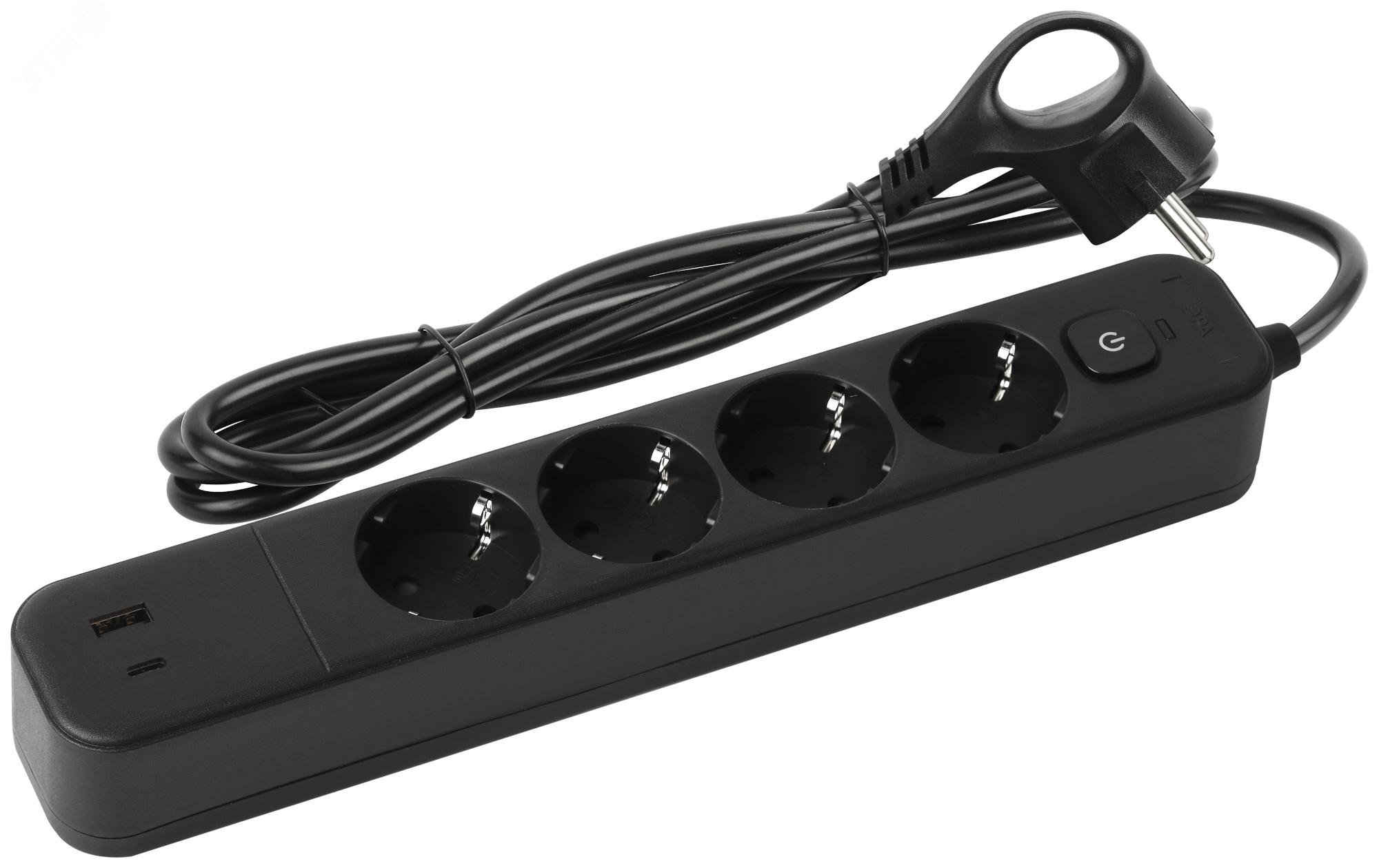 Изображение товара Сетевой фильтр ЭРА USF-4es-1,5m 4 розетки USB заземление выключатель