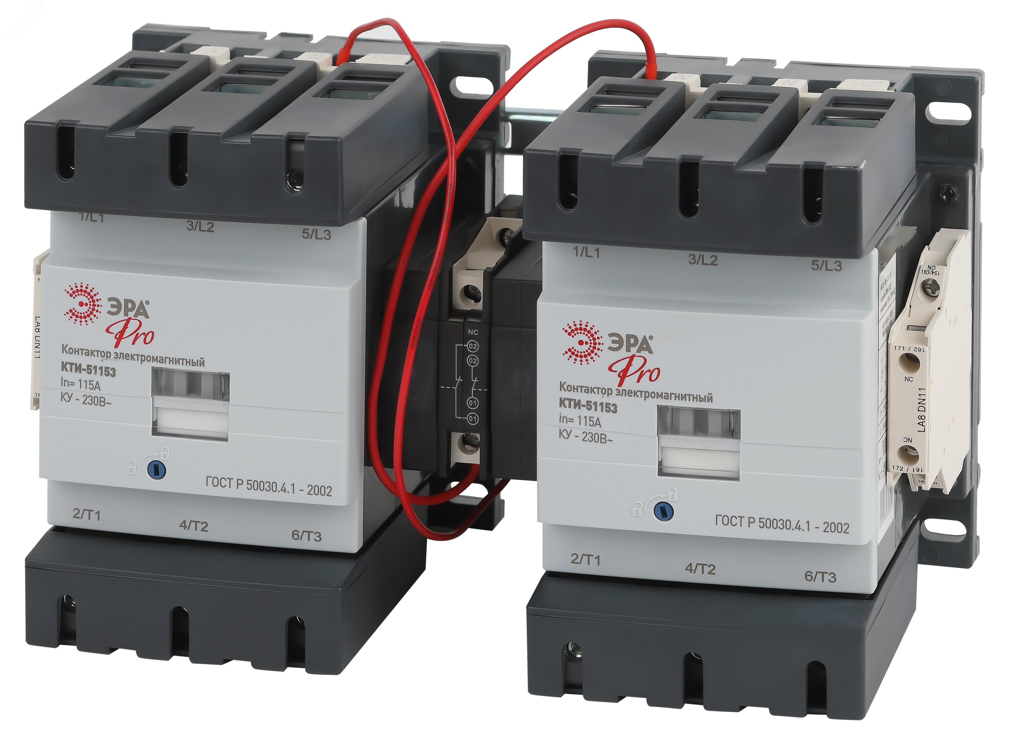 Изображение товара Контактор КТИ-51153 реверсивный PRO KKT53-115-230-10-E 115А 230В/АС3 (шт)