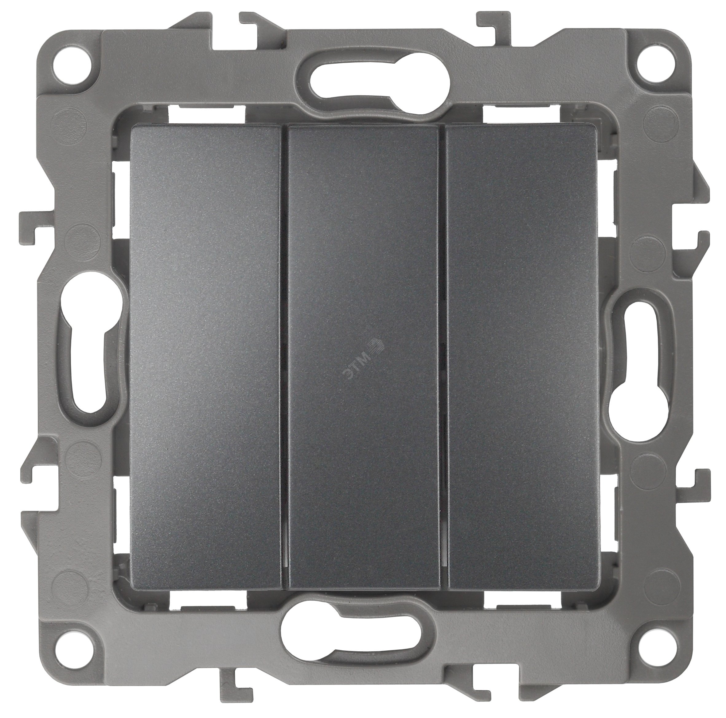 Изображение товара Выключатель трехклавишный скрытого монтажа Эра 12 графит 10А IP20