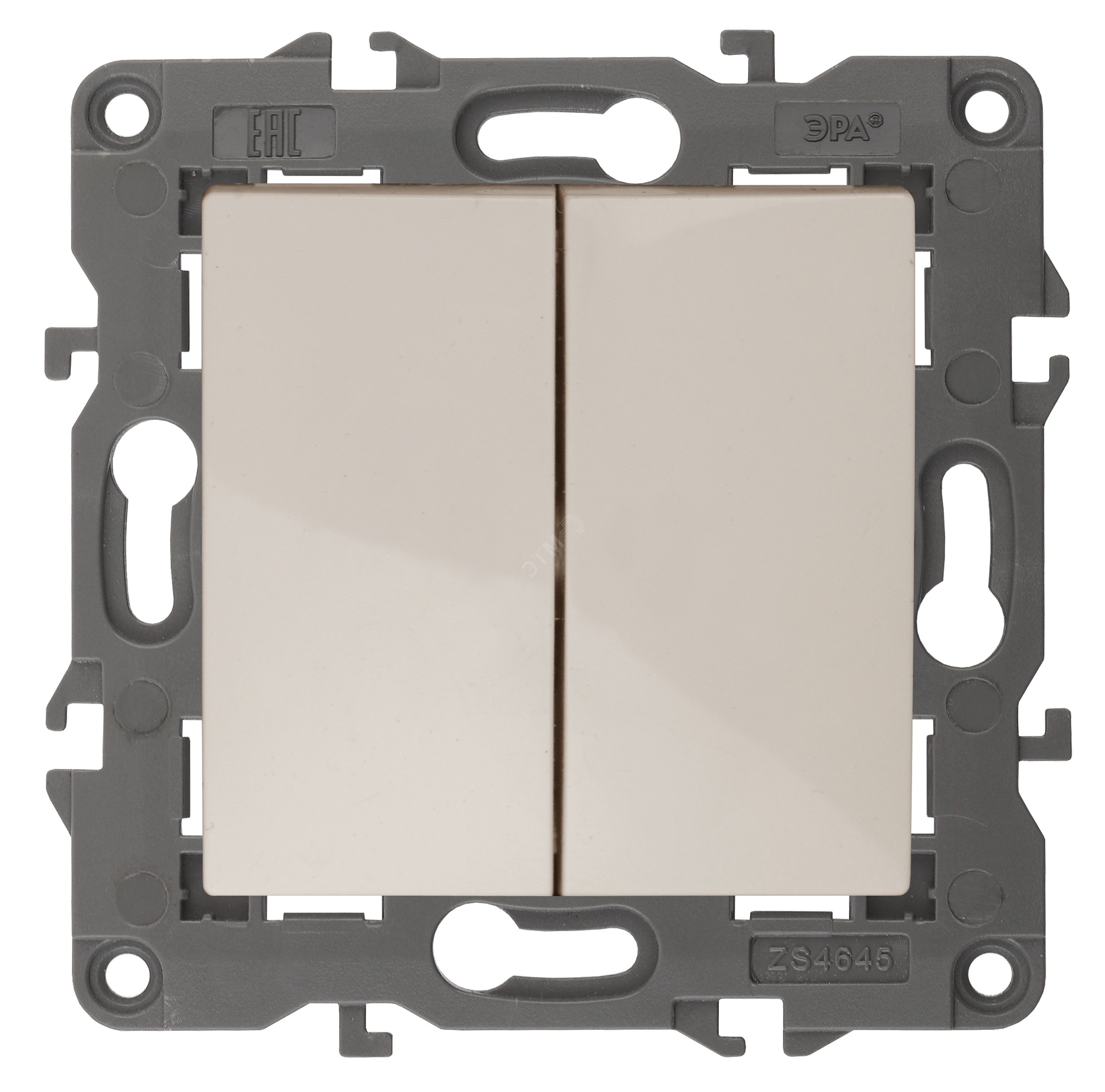 Изображение товара Выключатель двухклавишный ЭРА Elegance в рамке скрытый монтаж слоновая кость 10А 250В