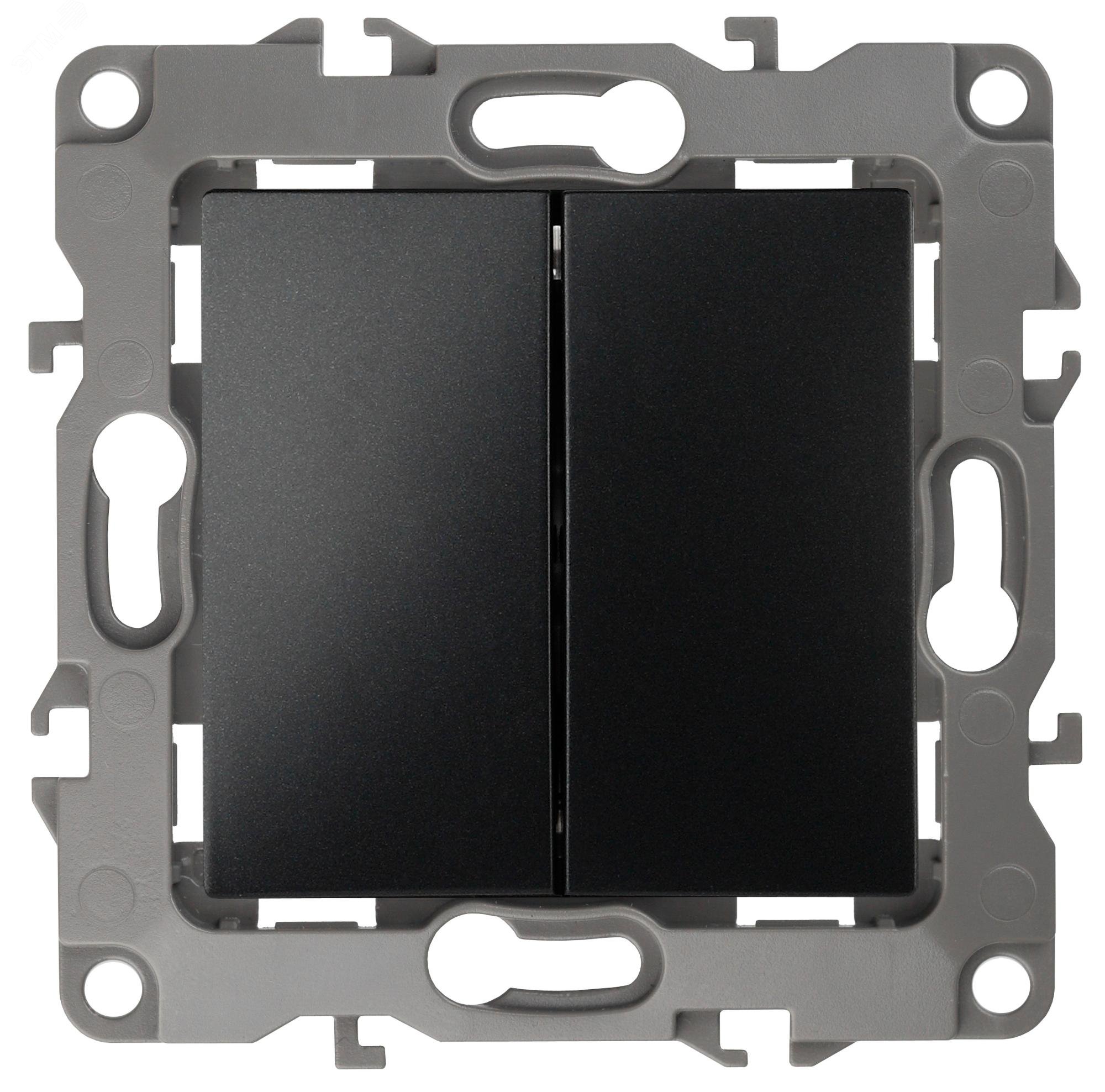 Изображение товара Переключатель двухклавишный серий Эра 12 12-1112-05 антрацит скрытая установка