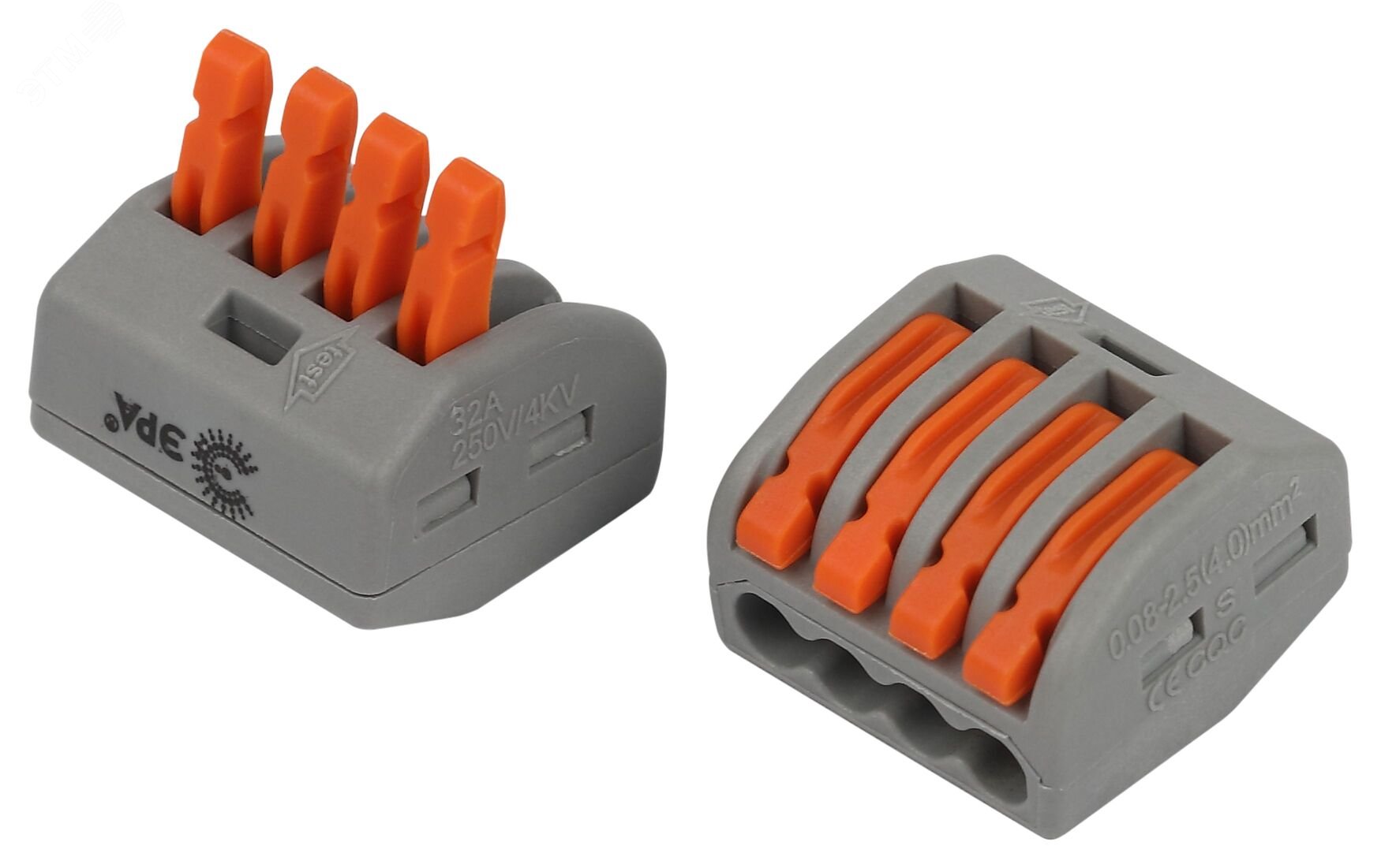 Изображение товара Клемма универсальная 222-414 с рычагами 4-проводная 0.08-2.5 мм2 ЭРА (упаковка 2 шт.)