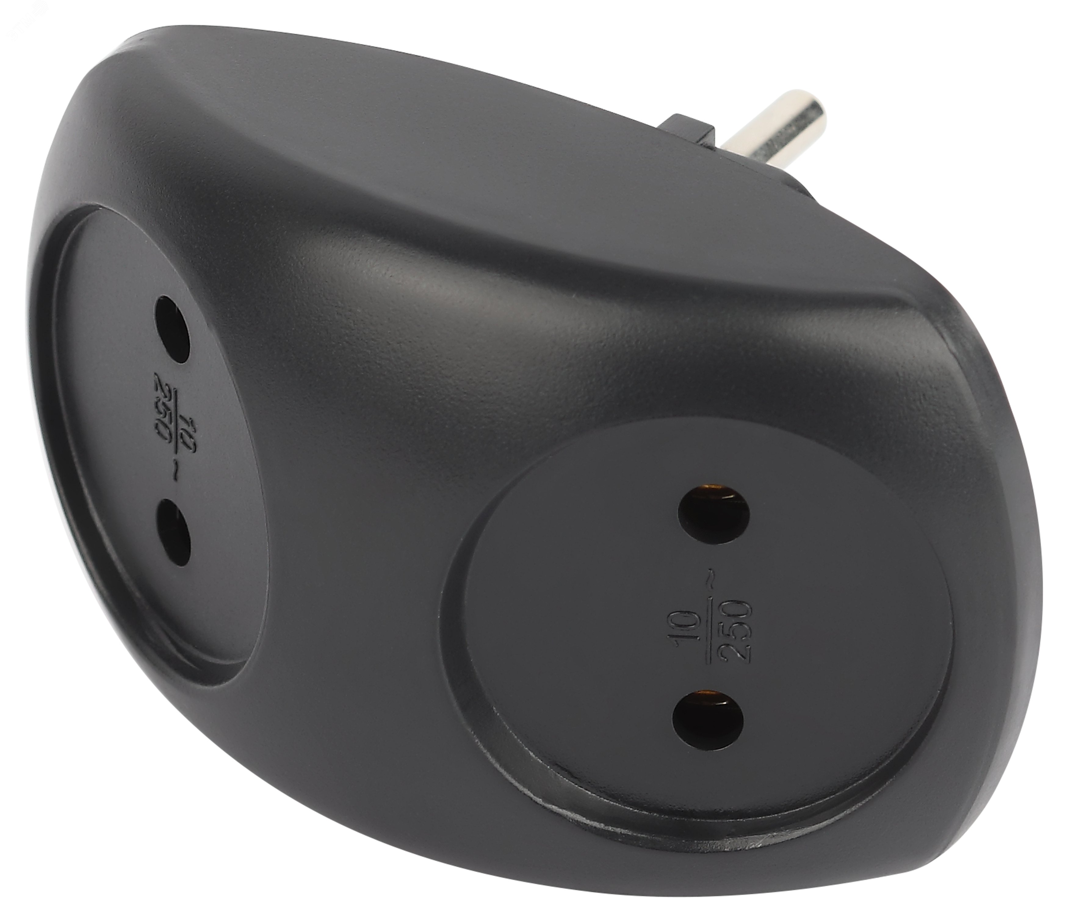 Изображение товара Электрический разветвитель на 2 розетки без заземления ЭРА SPx-2-B черный