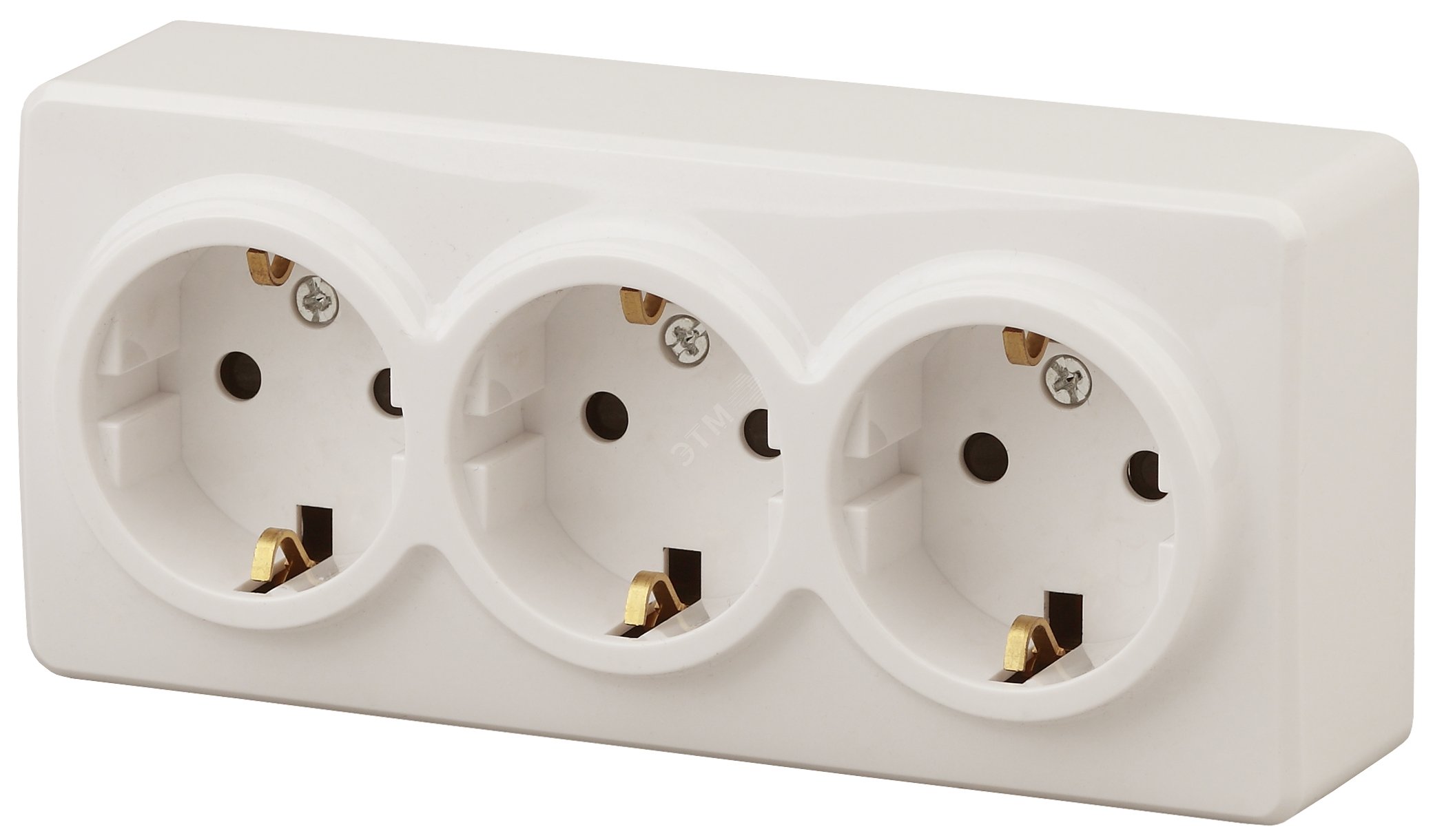 Изображение товара Розетка однофазная тройная открытая с заземлением ЭРА 11-2208-02 IP20 бежевый