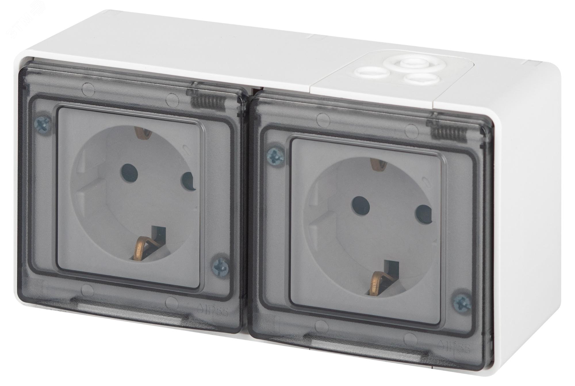 Изображение товара Розетка наружная однофазная серия Эра Эксперт IP55 16А 250В белая