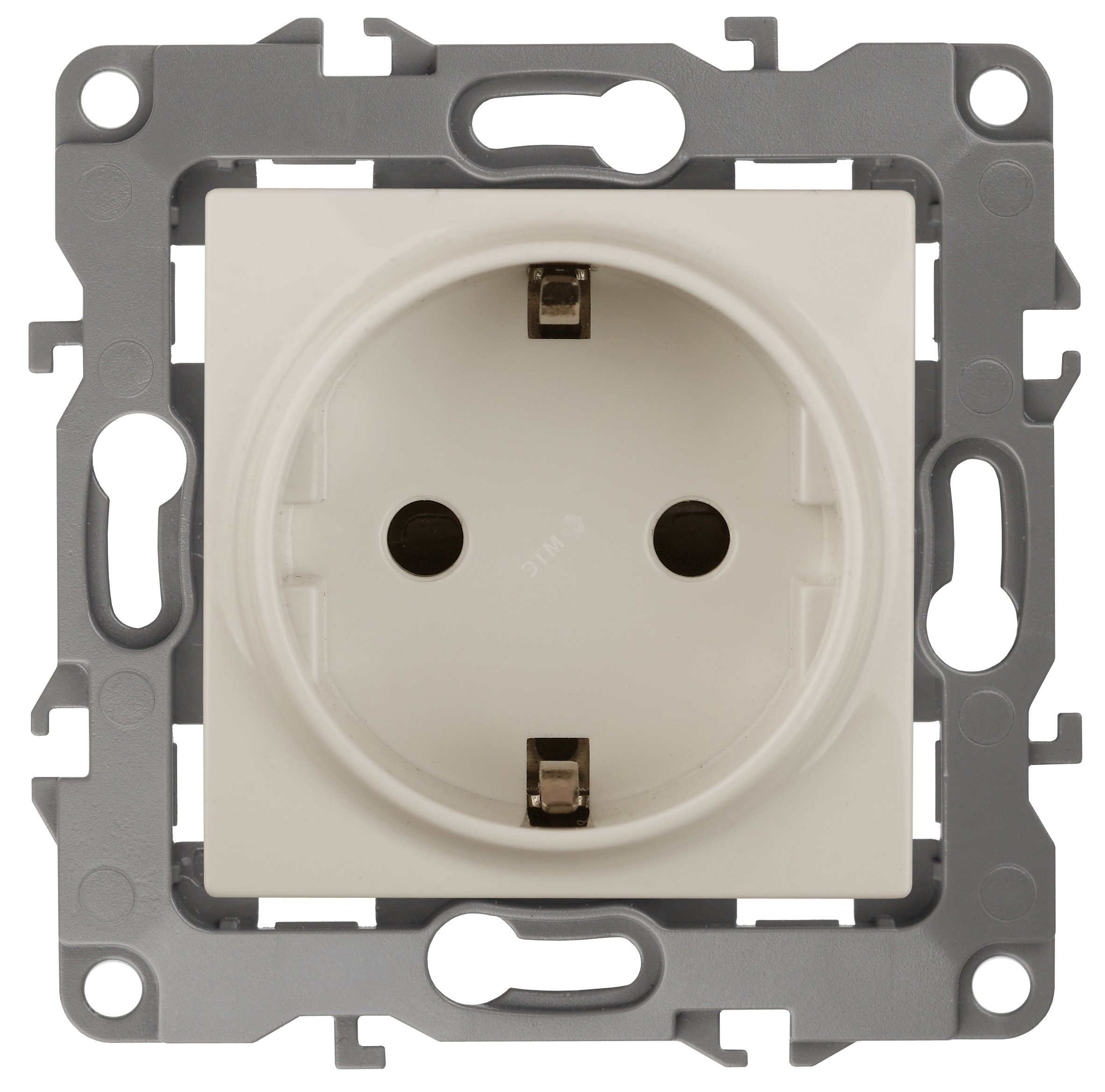 Изображение товара Розетка однофазная скрытого монтажа Эра 12 с заземлением IP20 слоновая кость 16A 250В