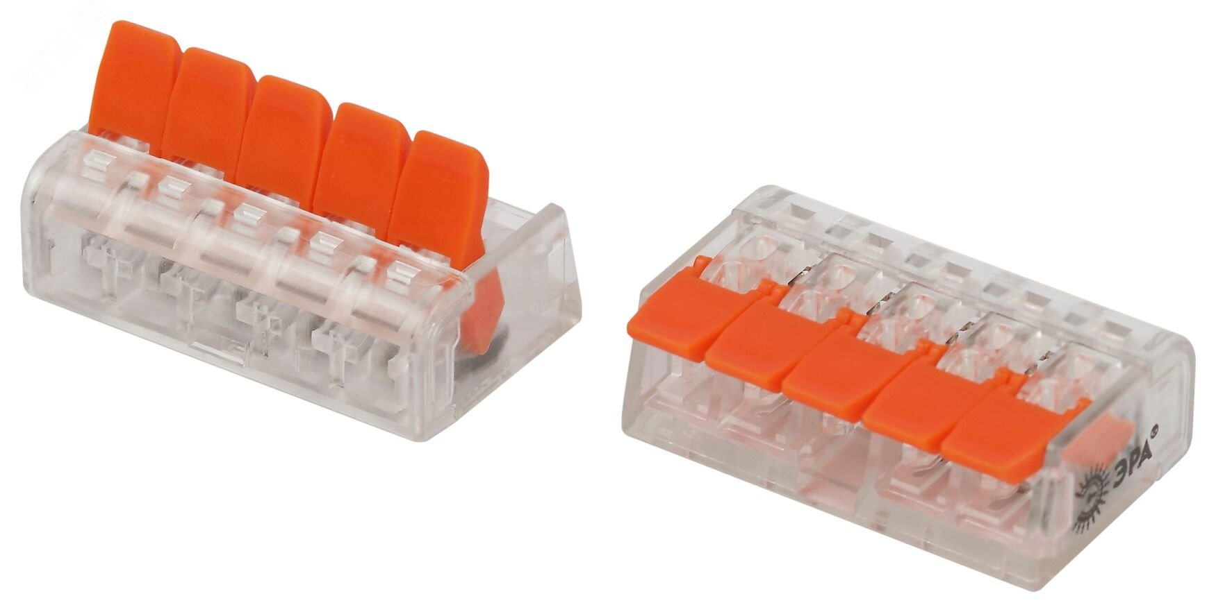 Изображение товара Компактная универсальная клемма 221 серия с рычагами 5-проводная 0.2-4 мм2 ЭРА