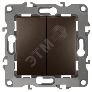 Изображение товара Двухклавишный скрытый монтаж бронза выключатель ЭРА 12 IP20 10А 250В