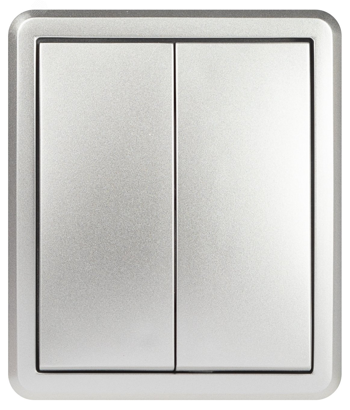 Изображение товара Выключатель двухклавишный наружный (открытой установки) с подсветкой IP 20 алюминий 10А 250В винтовые зажимы ЭРА Эксперт 11-1205-03 (шт)