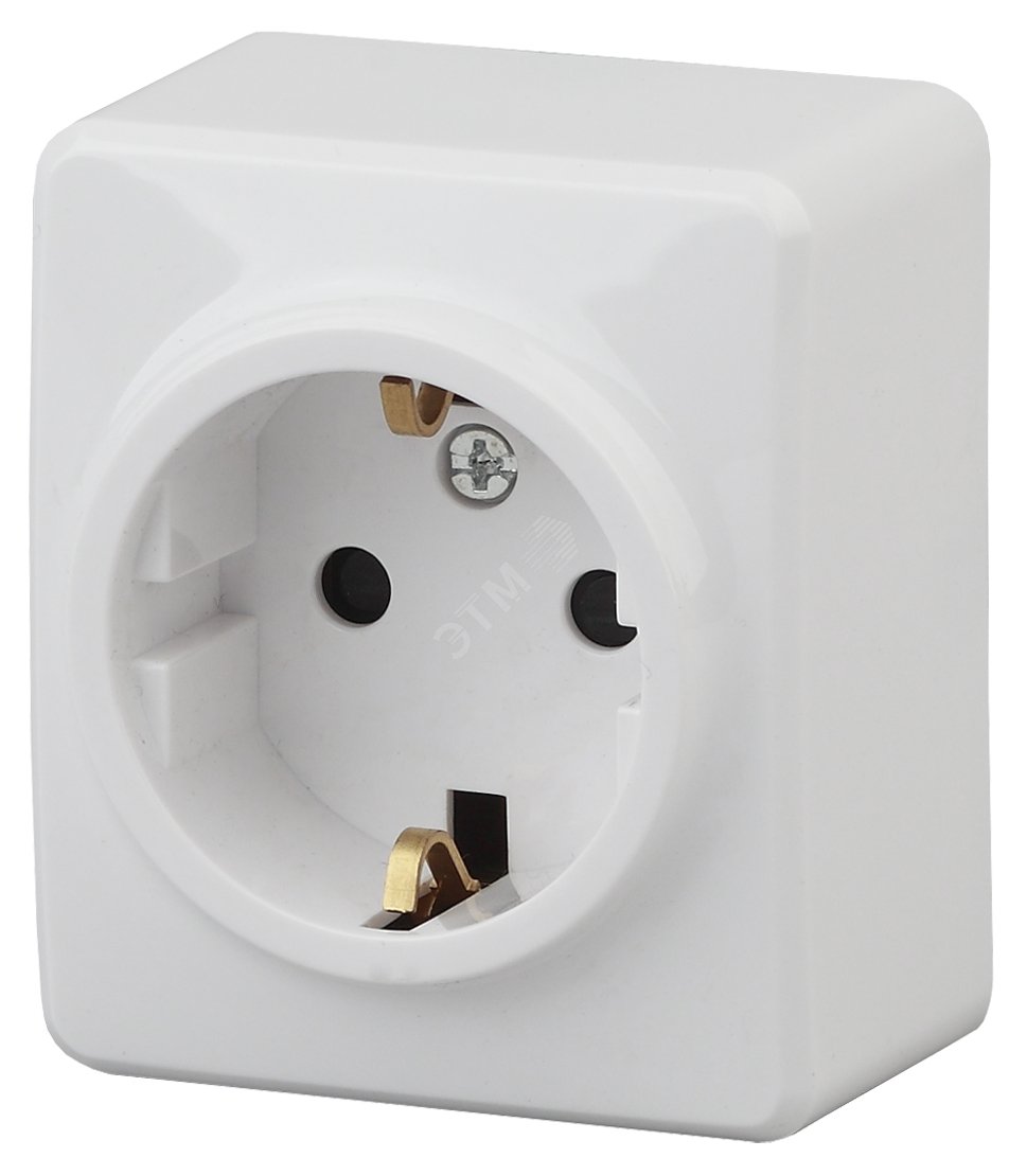 Изображение товара Розетка однофазная наружная с заземлением и шторками 16А IP20 Эра Эксперт белая