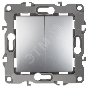Изображение товара Выключатель двухклавишный скрытого монтажа алюминий 10А 250В автоматические ЭРА 12-1004-03