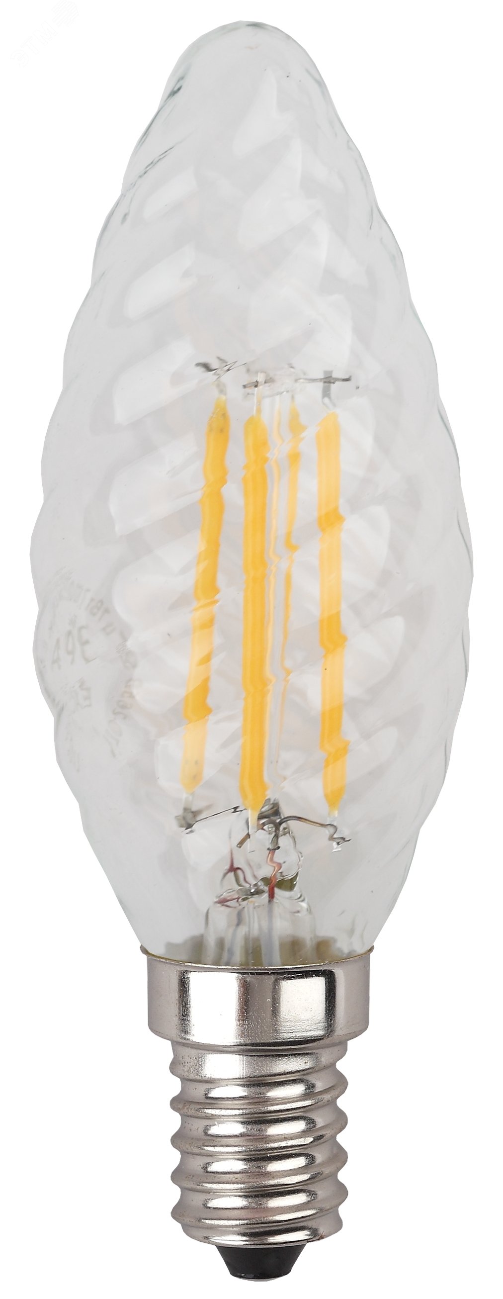 Лампа светодиодная филаментная F-LED BTW-7W-827-E14 (филамент, свеча витая, 7Вт, тепл, E14 (10/100/2800) Б0027960 ЭРА - превью 3