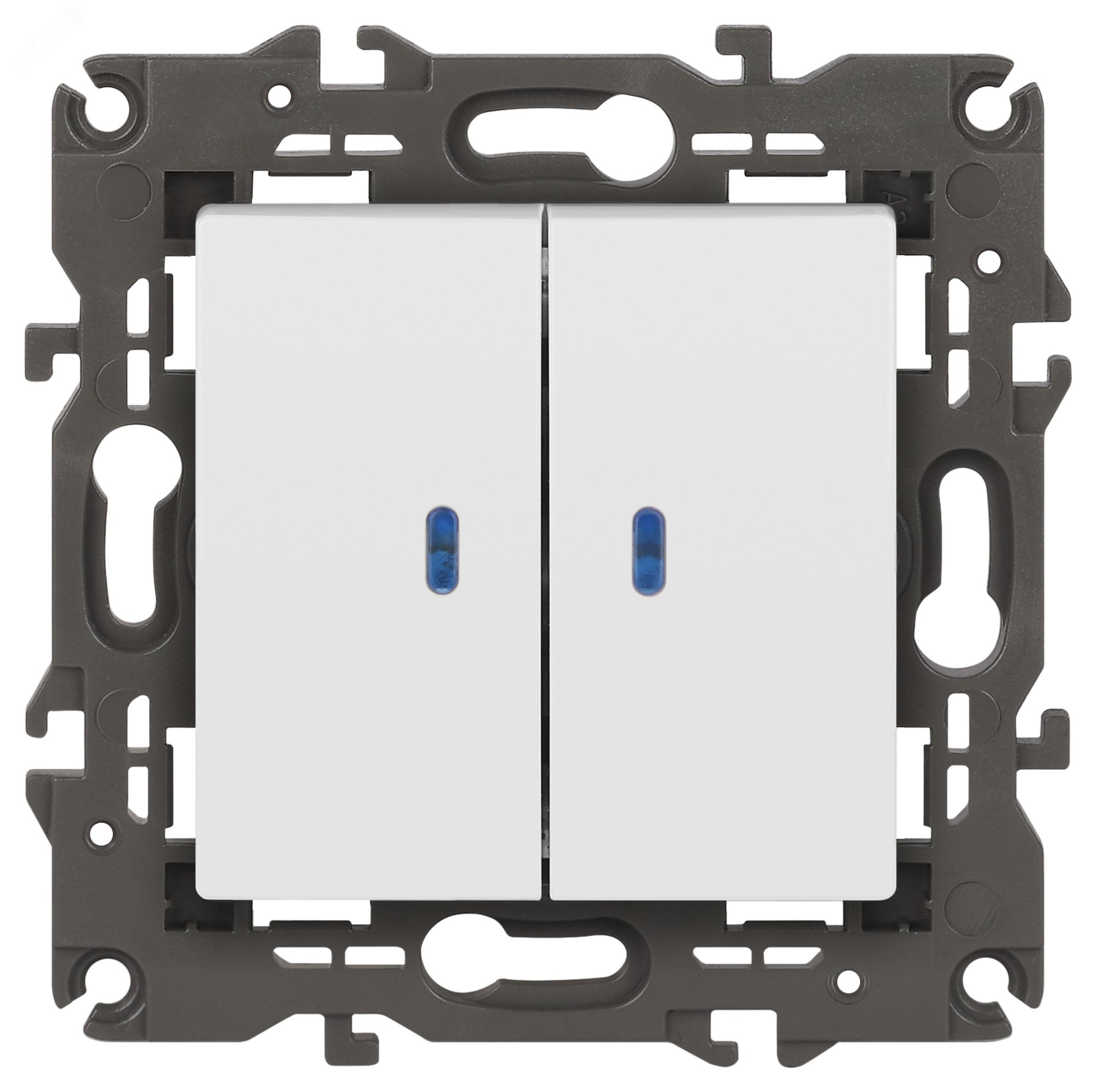 Изображение товара Двухклавишный выключатель с подсветкой Эра Elegance белый матовый 10А 250В