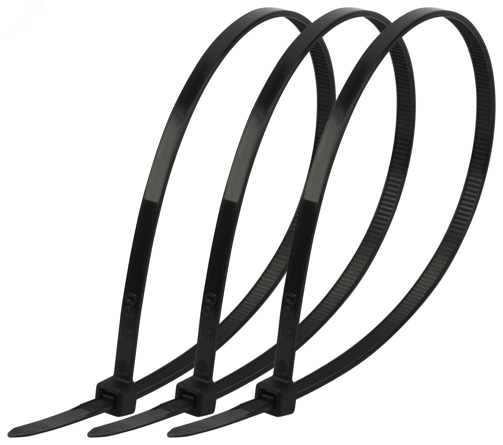 Изображение товара Нейлоновые кабельные стяжки ЭРА 7.6 х 300 мм черные 100 шт надежное крепление проводов