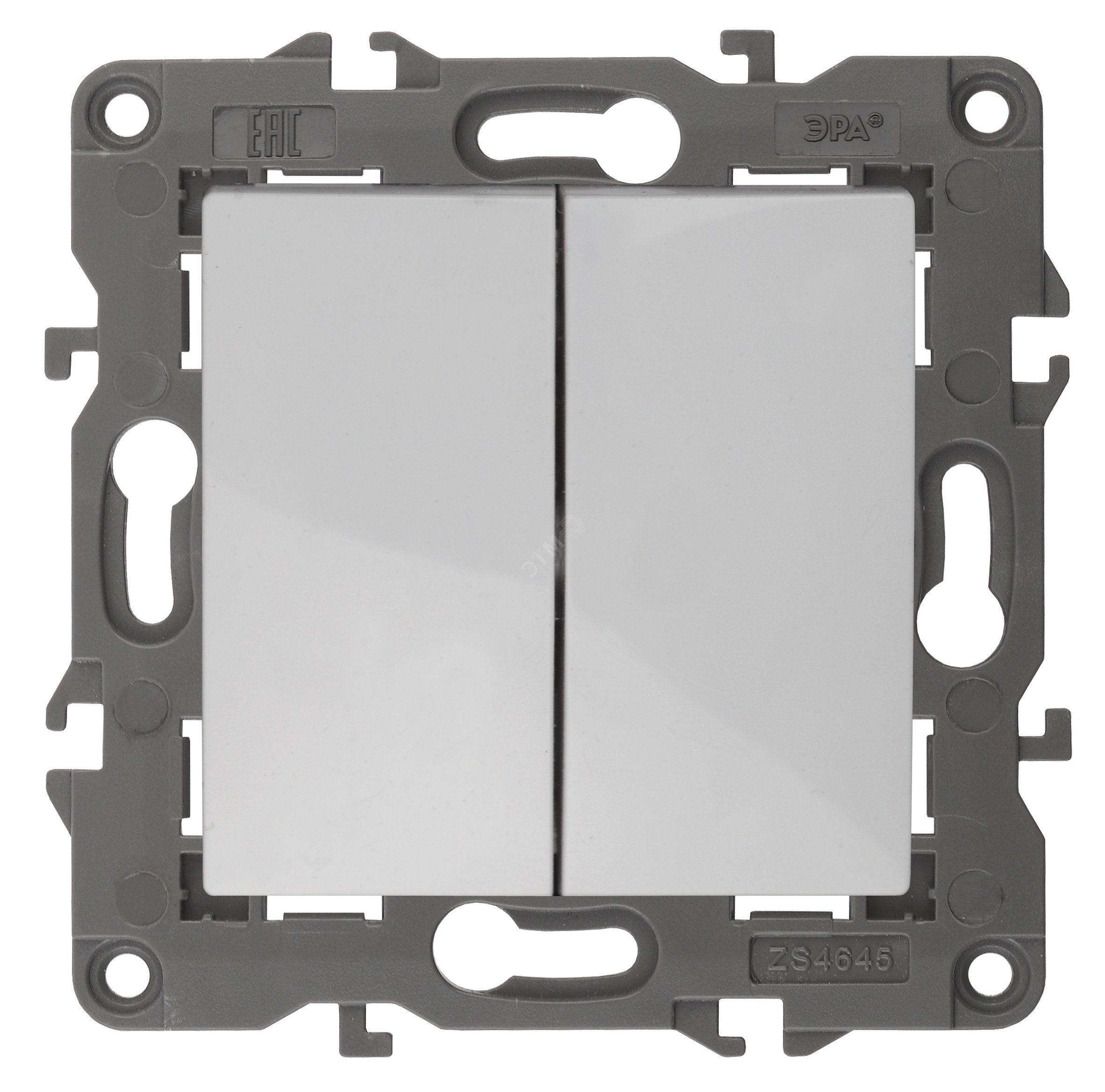 Изображение товара Переключатель двойной, 10АХ-250В, Эра Elegance, белый,14-1106-01 (шт)