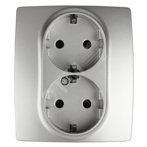 Изображение товара Розетка силовая двойная скрытого монтажа Эра 12 16А IP20 алюминий