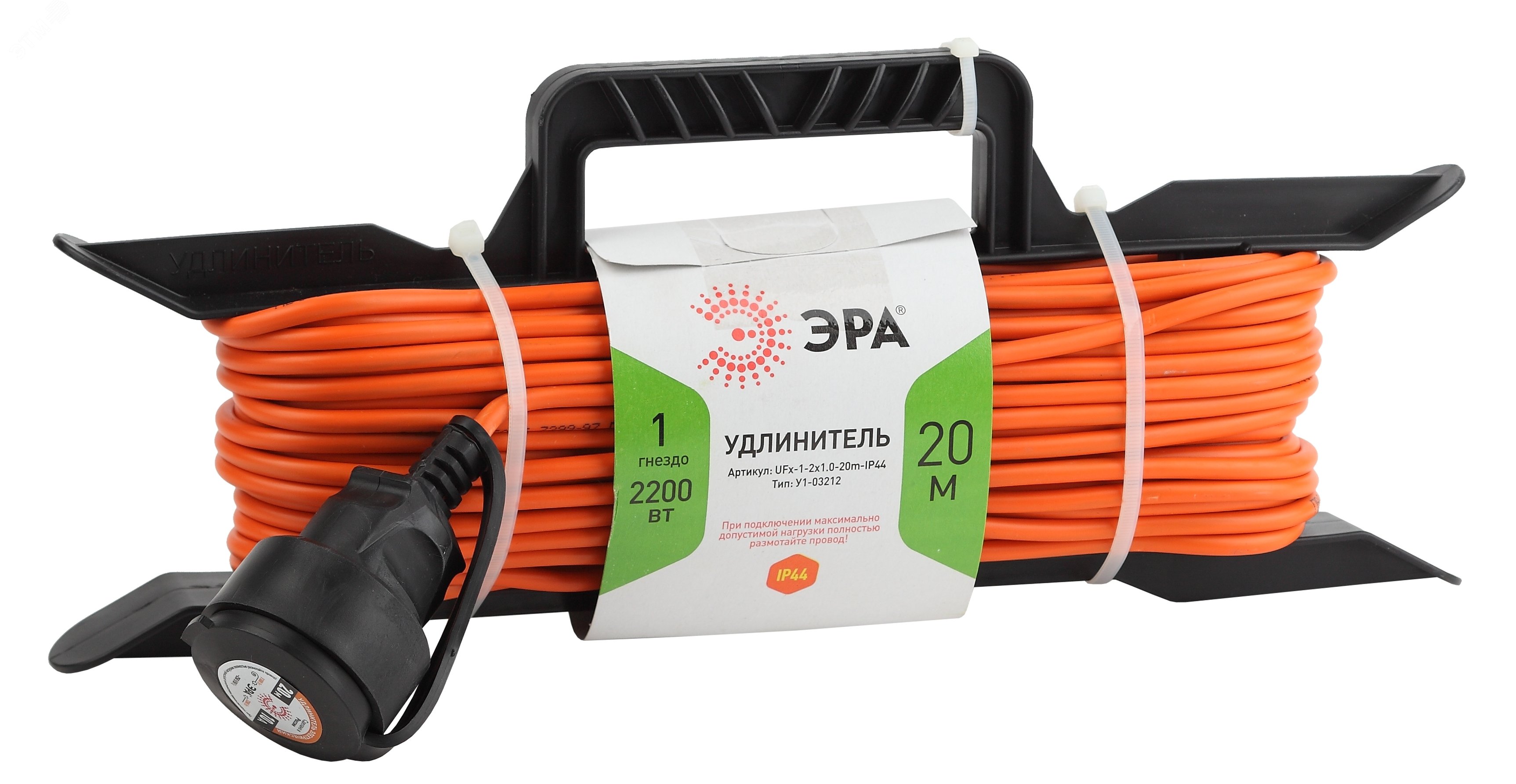 Изображение товара Удлинитель силовой на рамке без заземления 20м IP44 ЭРА UFx-1-2x1.0-20m