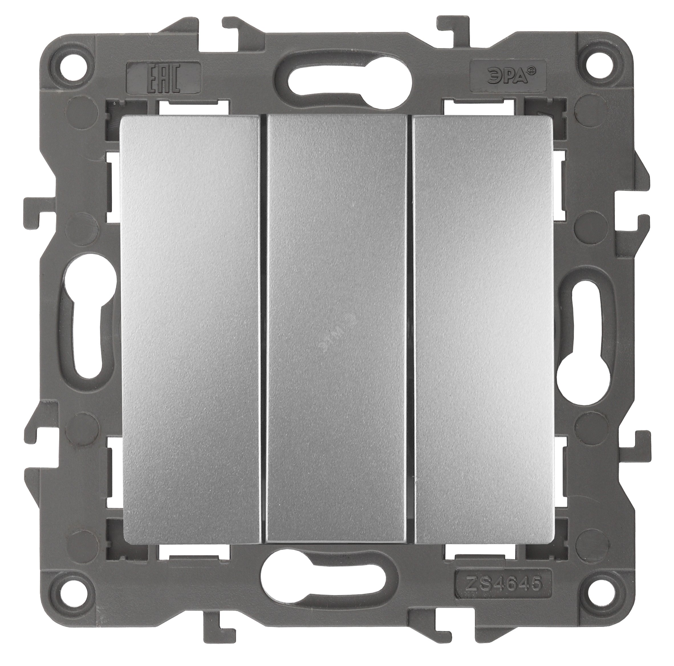 Изображение товара Выключатель трехклавишный в рамку алюминий 10А 250В ЭРА Elegance