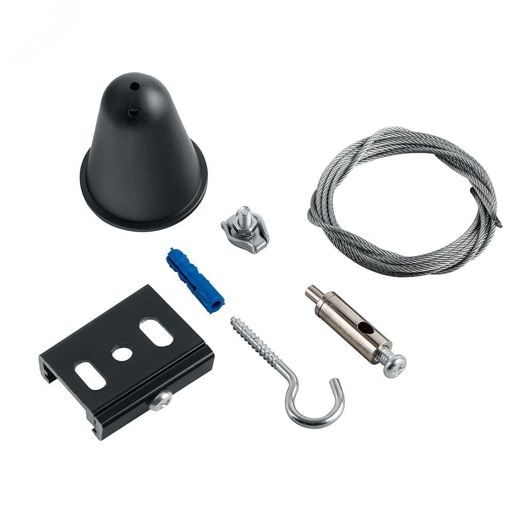 Изображение товара Комплект для подвесного монтажа STR-30-B-MK-3 для трехфазного шинопровода черный 3м (шт)