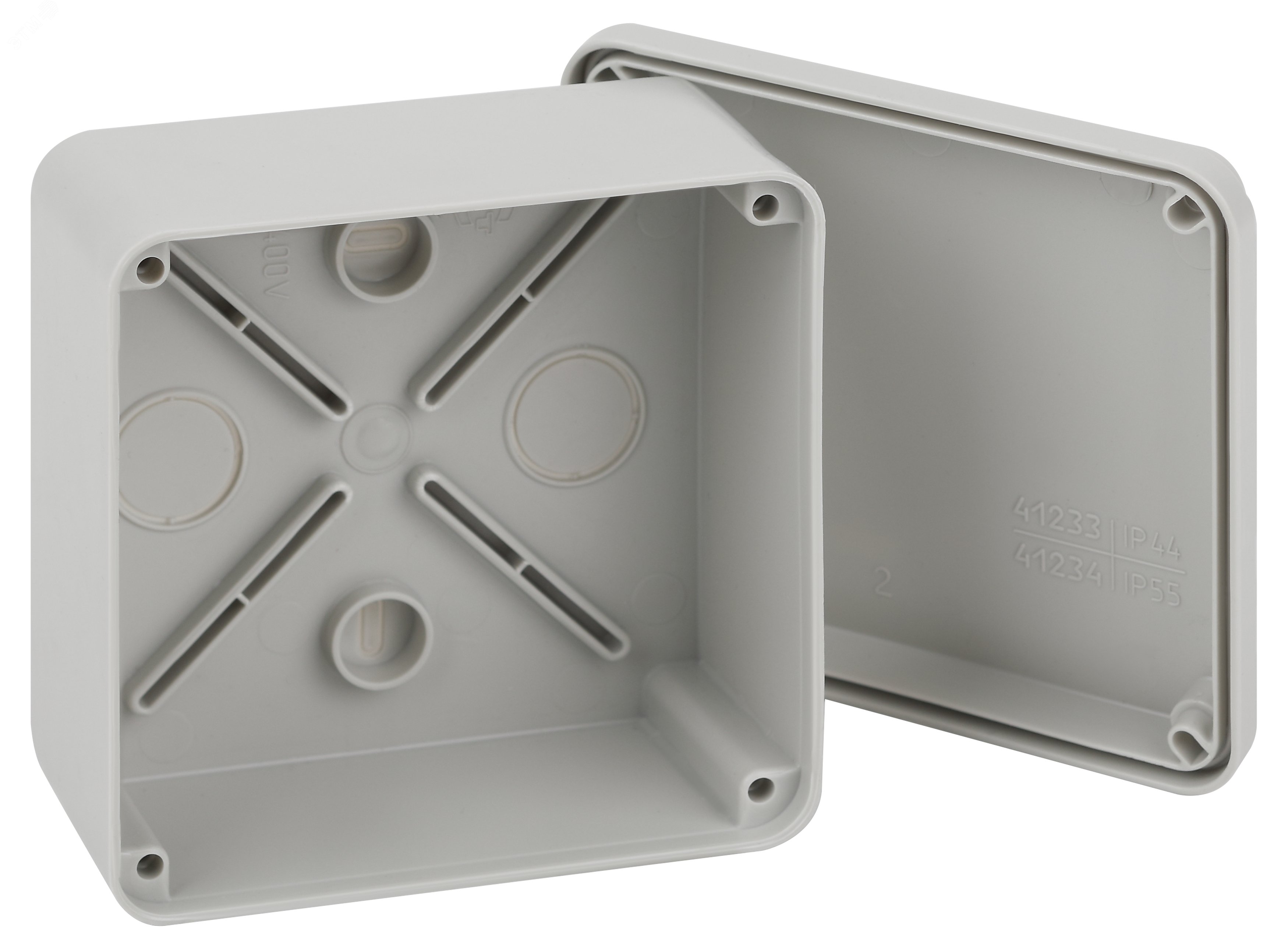 Изображение товара Коробка распаячнаяKORvp приборная подъездная открытой установки 100х100х50мм на винтах с гладкими стенками IP55 (шт)