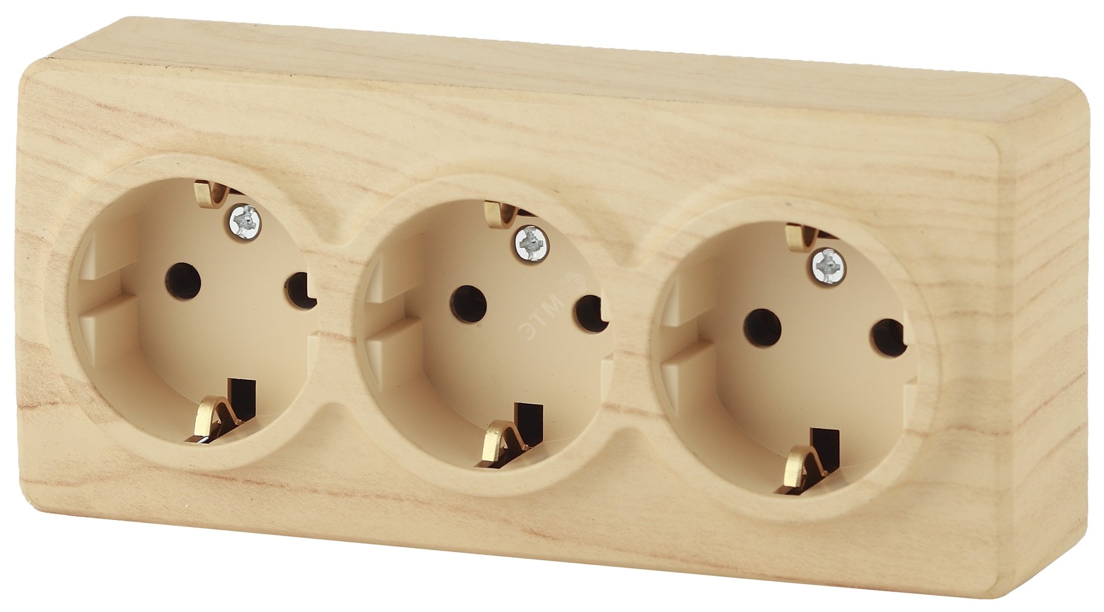 Изображение товара Розетка силовая тройная наружная с заземлением и шторками серия Эра Эксперт