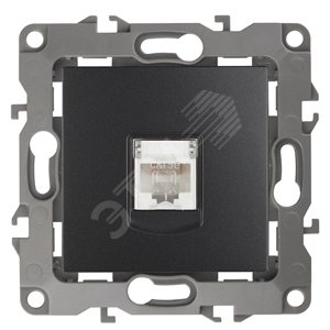 Изображение товара Розетка RJ45 серии Эра 12 антрацит IP20 скрытая монтаж для интернет кабелей