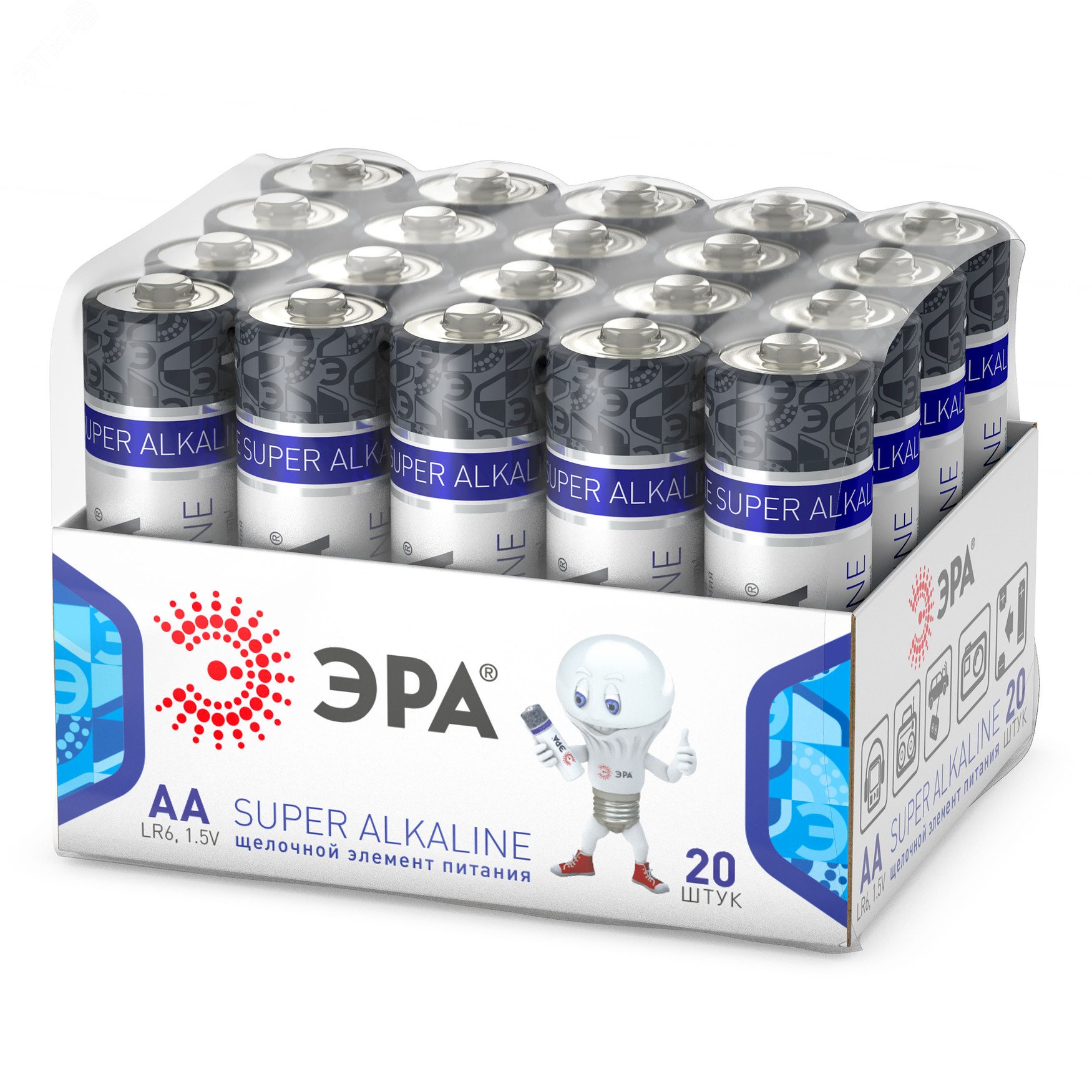 Изображение товара Элемент питания батарейки LR6-20 bulk SUPER Alkaline (20/480/69120) (шт)