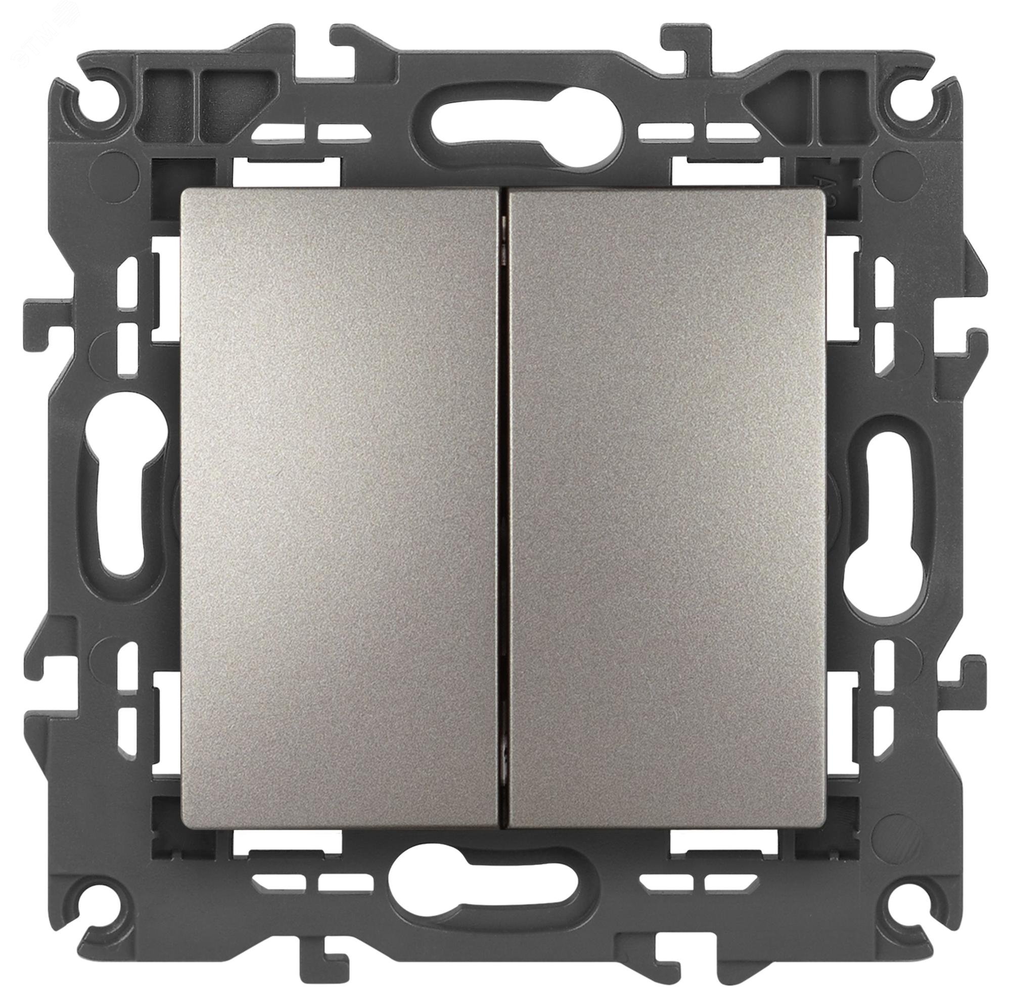 Изображение товара Переключатель Elegance 14-1106-16 двойной 10А 250В титан этера серия Эра Elegance