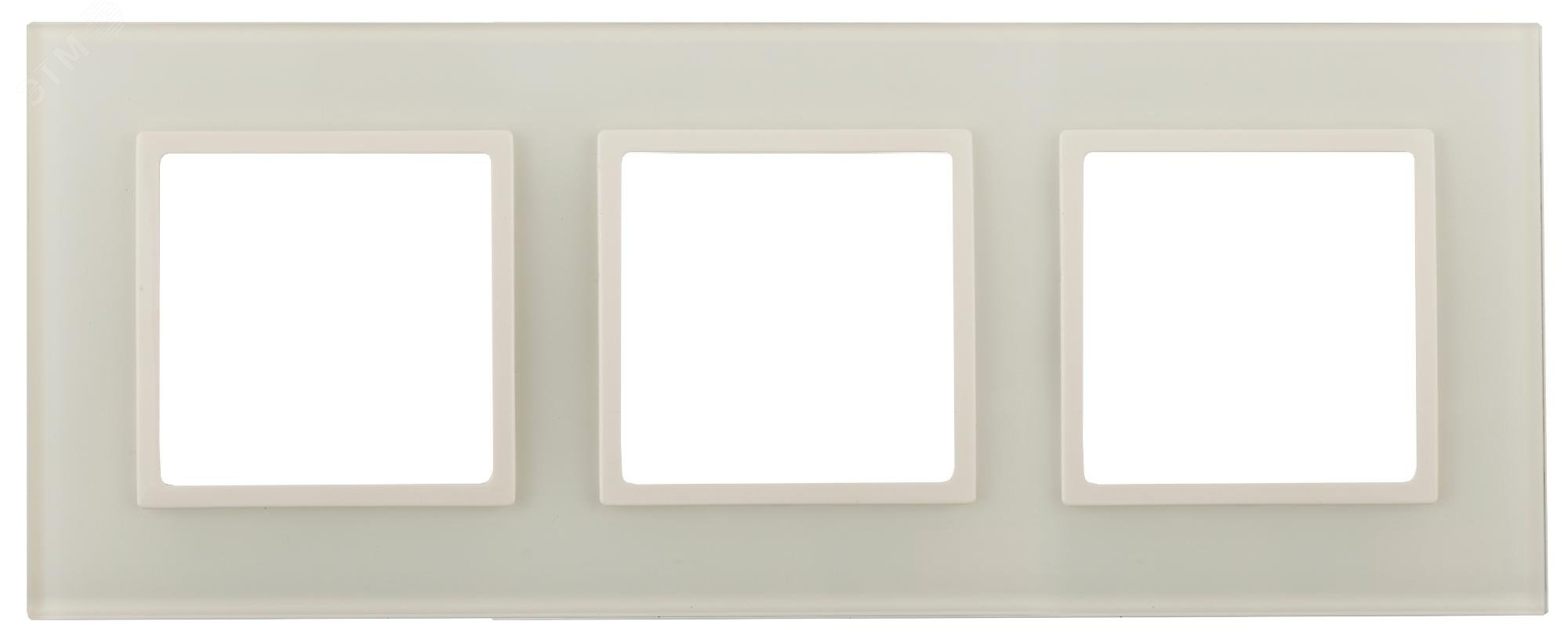 Изображение товара Рамка для розеток и выключателей ЭРА Elegance 3-постовая стекло слоновая кость