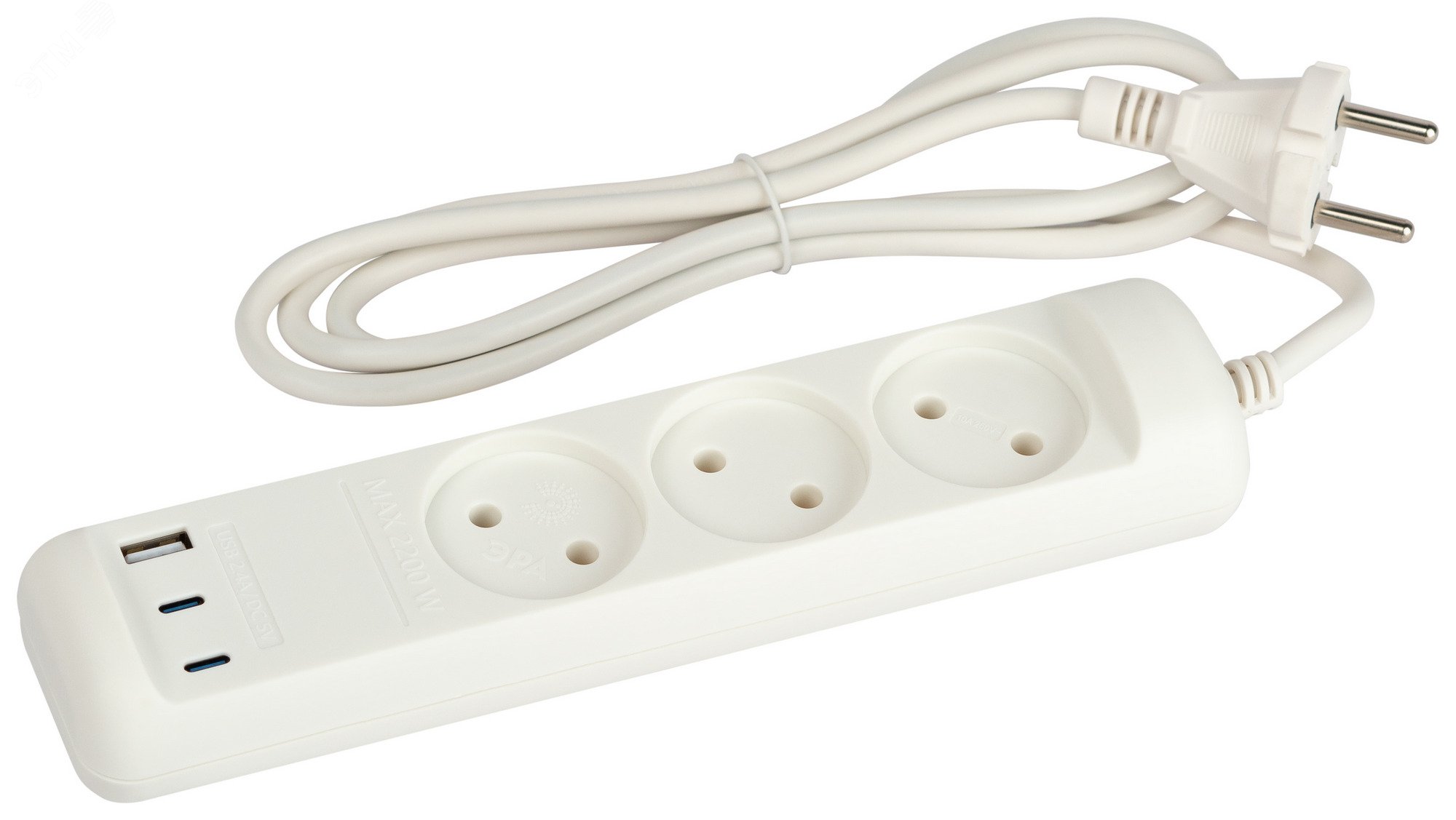 Изображение товара Удлинитель ЭРА U-3-3m-USB-W 3 розетки 3 USB 1,5 м белый