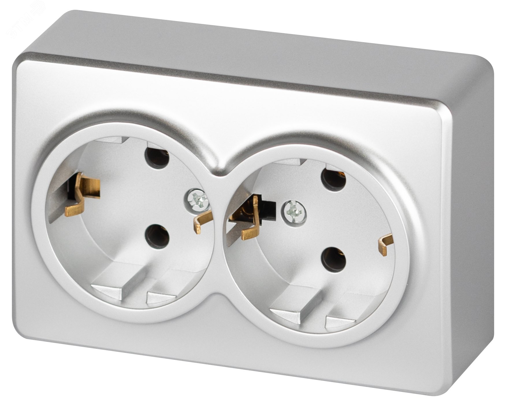 Изображение товара Розетка однофазная наружная (открытой установки) с заземлением со шторками алюминий 16А 250В IP 20 винтовые клеммы 11-2205-03 Эра Эксперт (шт)