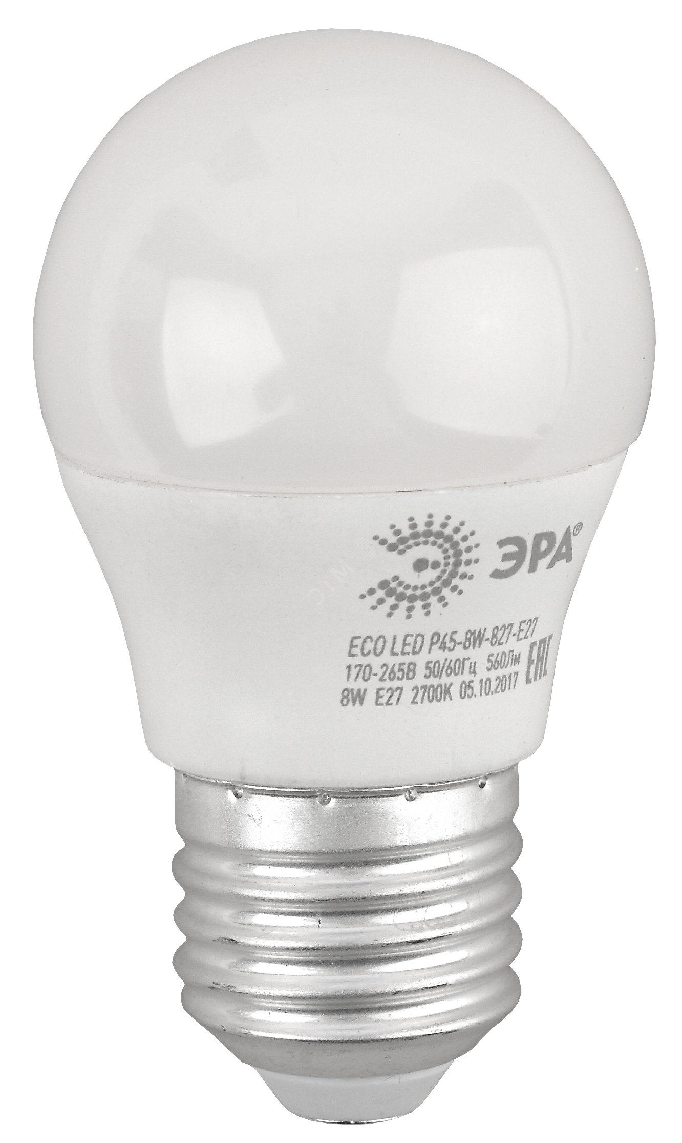 Лампа светодиодная LED P45-8W-827-E27(диод,шар,8Вт,тепл,E27) Б0030024 ЭРА - превью