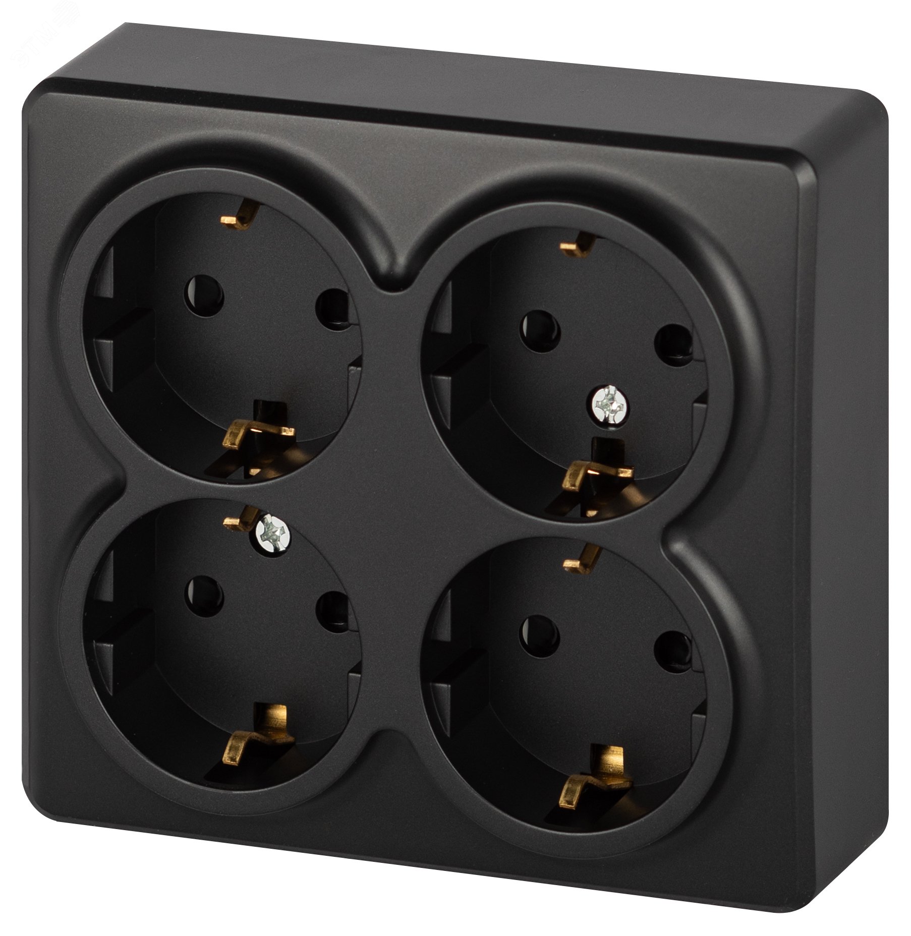 Изображение товара Розетка однофазная четырехместная наружная с заземлением антрацит IP20 Эра Эксперт