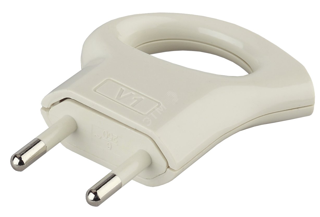 Изображение товара Вилка кабельная ЭРА V1 б/з 6A белая - надежное подключение до 220В