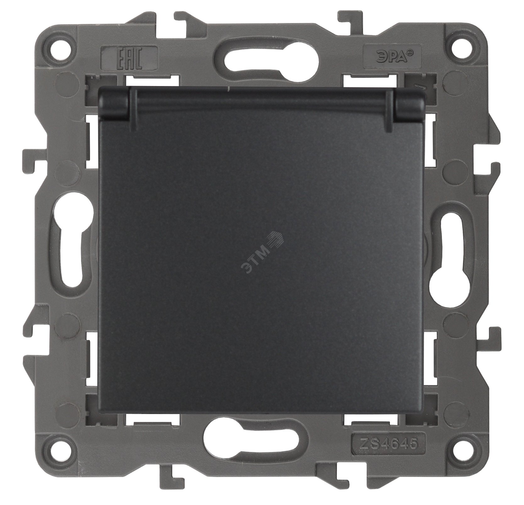 Изображение товара Розетка антрацитовая скрытого монтажа с заземлением и крышкой 16А IP20 Эра Elegance