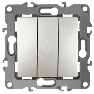 Изображение товара Выключатель трехклавишный скрытого монтажа перламутр 10А 250В ЭРА 12-1107-15