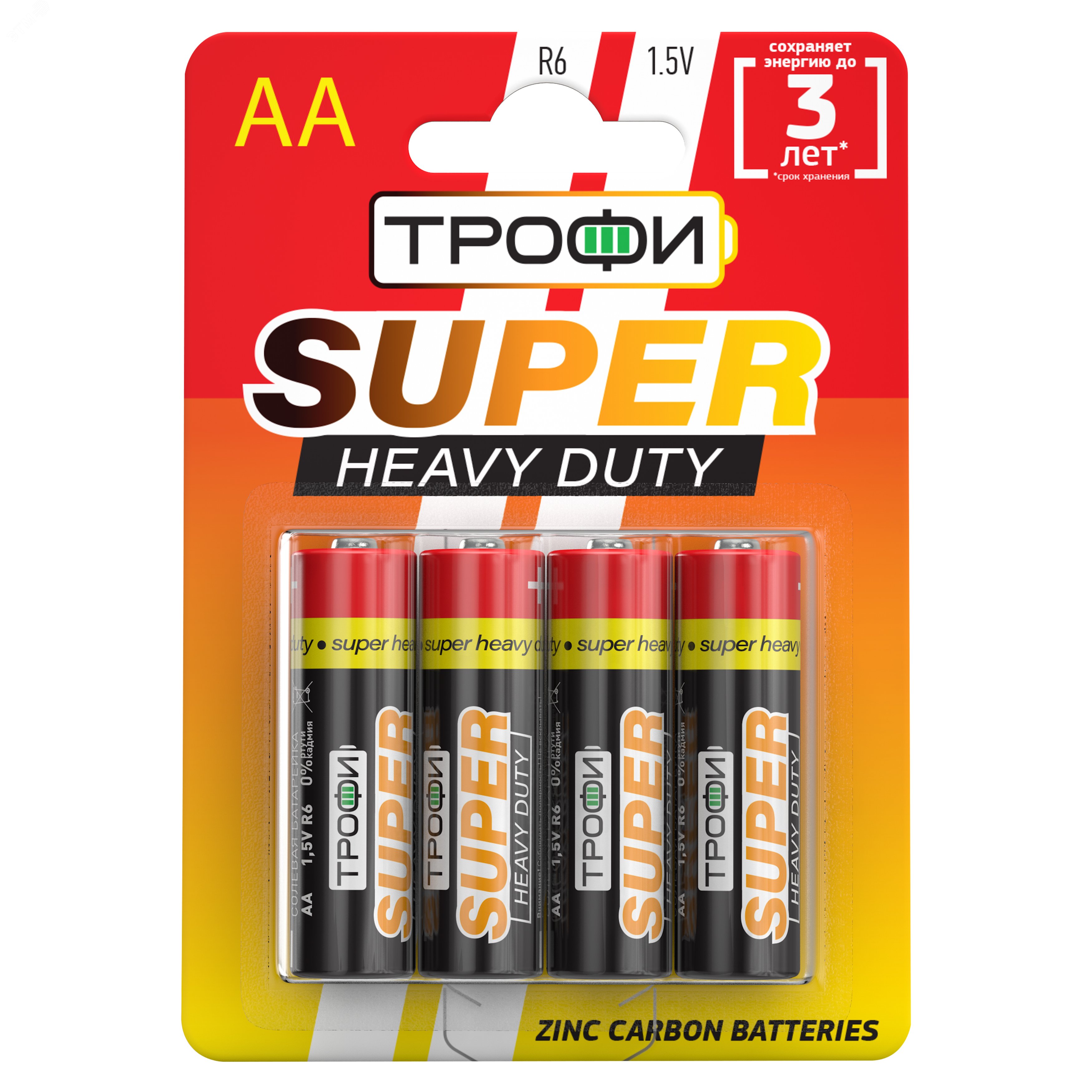Изображение товара Батарейка Трофи R6-4BL SUPER HEAVY DUTY Zinc (40/720/25920) (шт)