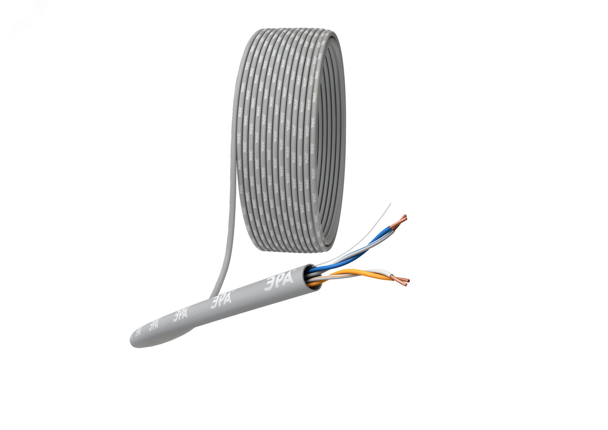 Изображение товара Кабель витая пара U/UTP 2x2x24AWG Cat5e CU PVC 305м ЭРА SIMPLE UL-2-PVC (м)